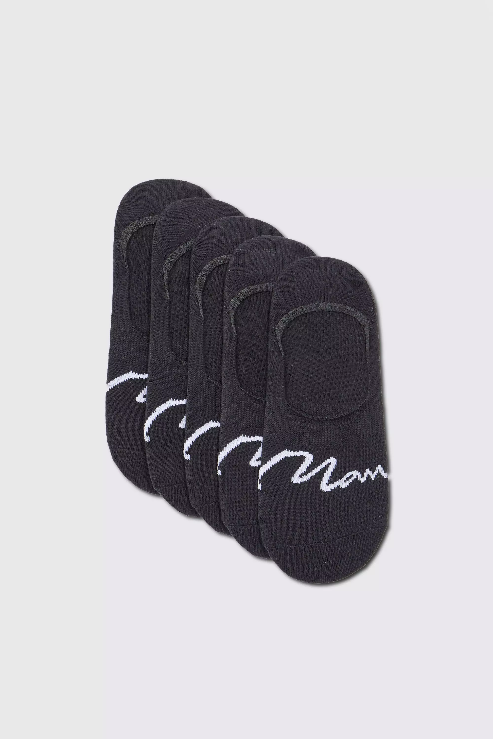 5 Pack Man Signature Invisible Socks Black