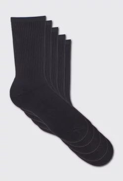 5 Plain Sports Socks Black
