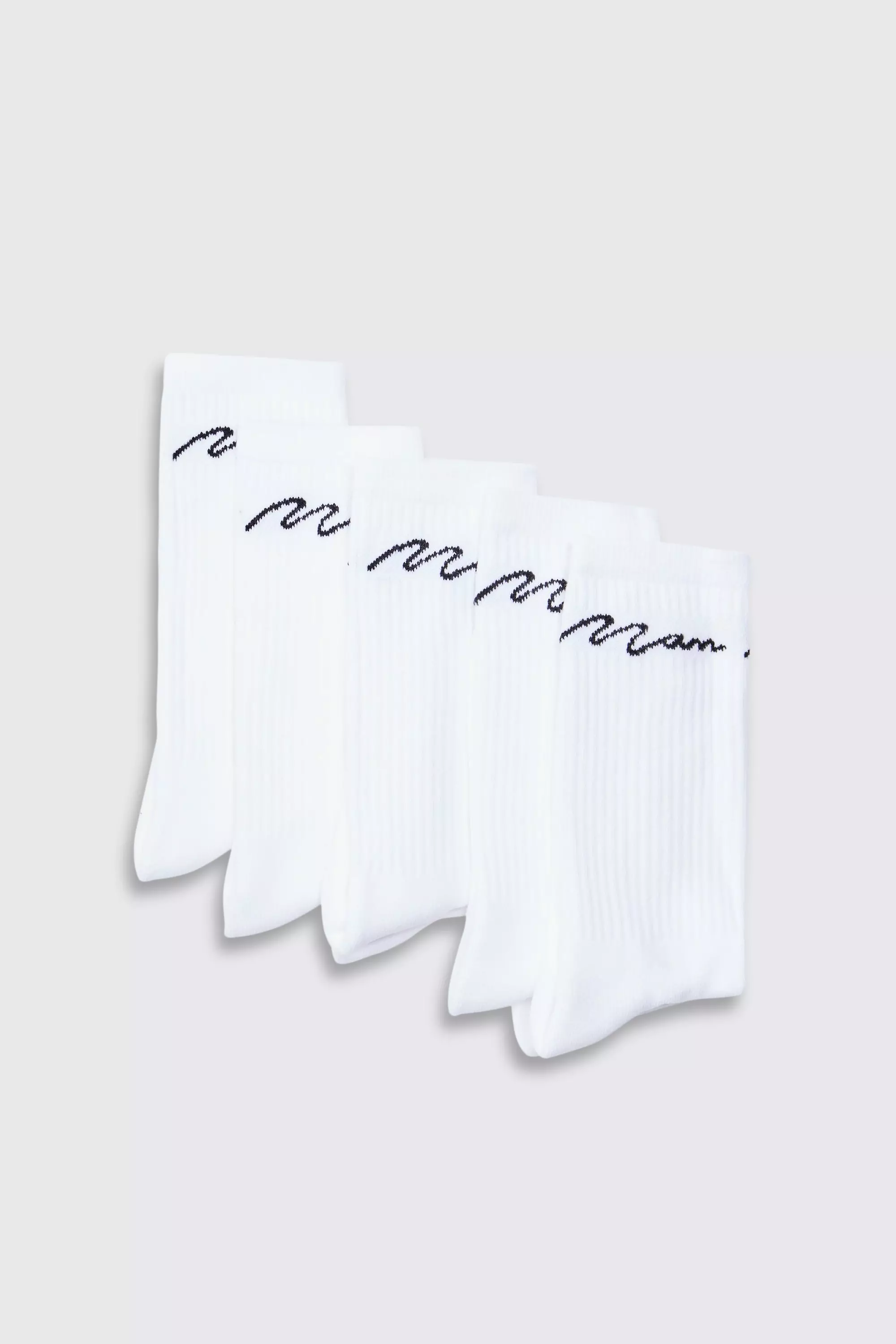 5 Pack Man Signature Sport Socks White