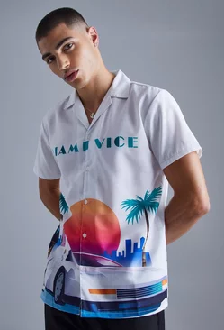 Short Sleeve Miami Vice Revere Shirt White