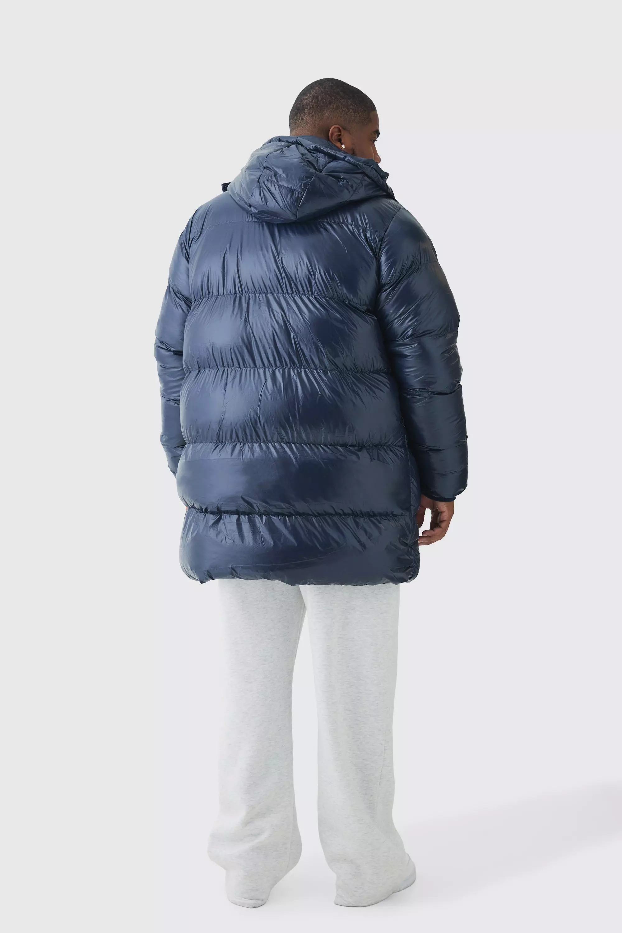 Navy Plus High Shine Mid Length Puffer alternative image