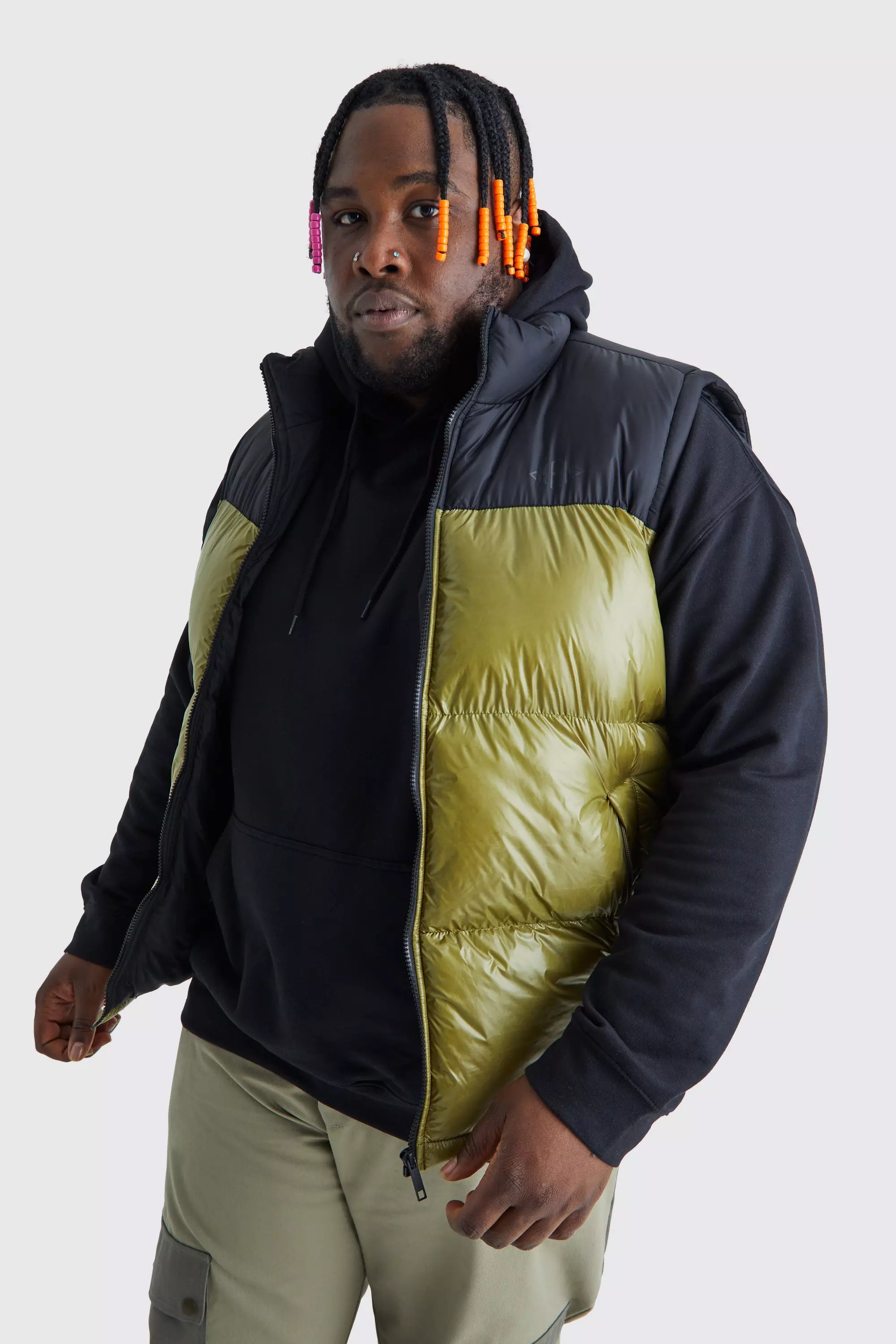 Plus hochglänzende Man Colorblock Weste, Green alternatives Bild