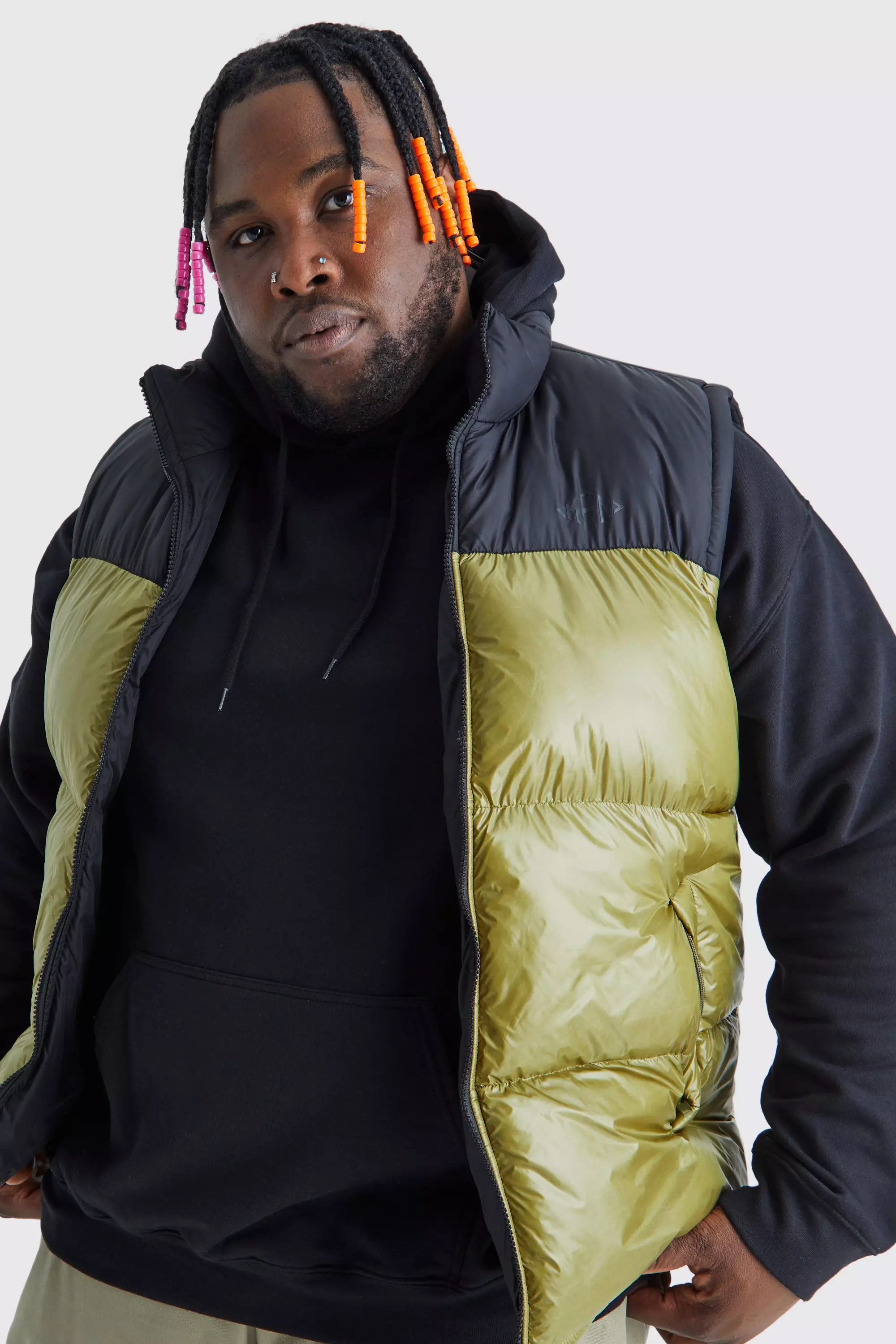 Plus hochglänzende Man Colorblock Weste, Green alternatives Bild