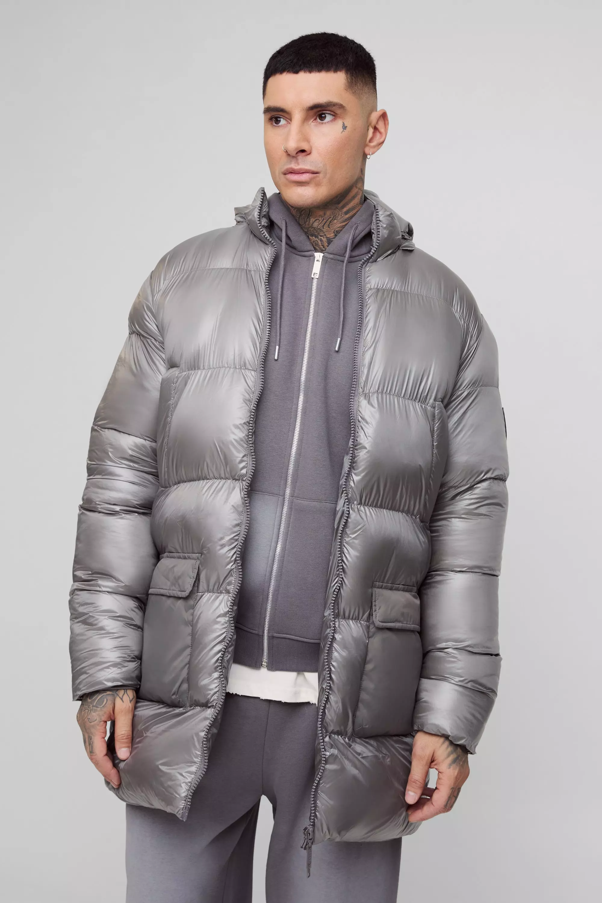 Tall - Doudoune mi-longue en nylon, Light grey autre image