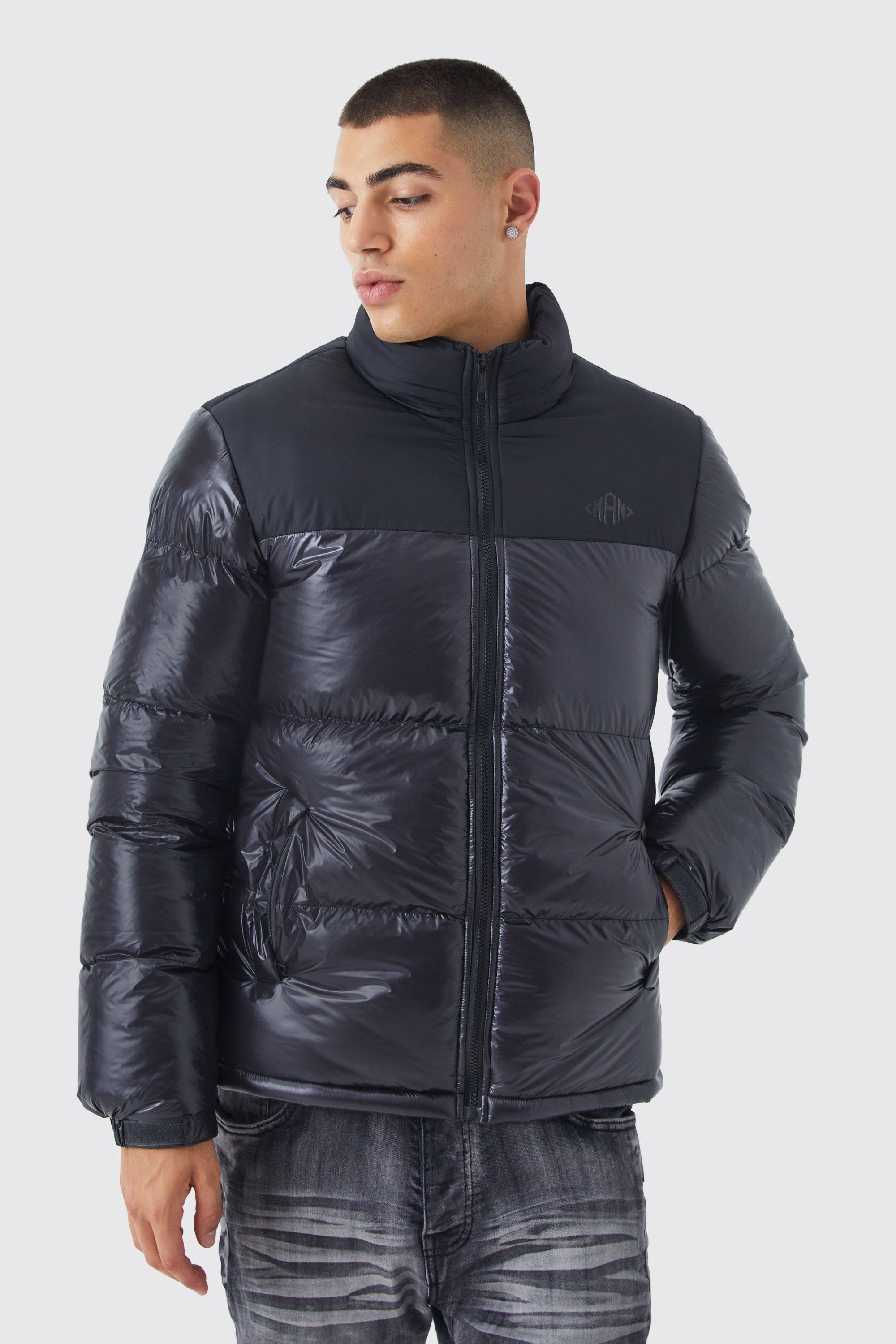 High Shine Puffer Jacket in Black