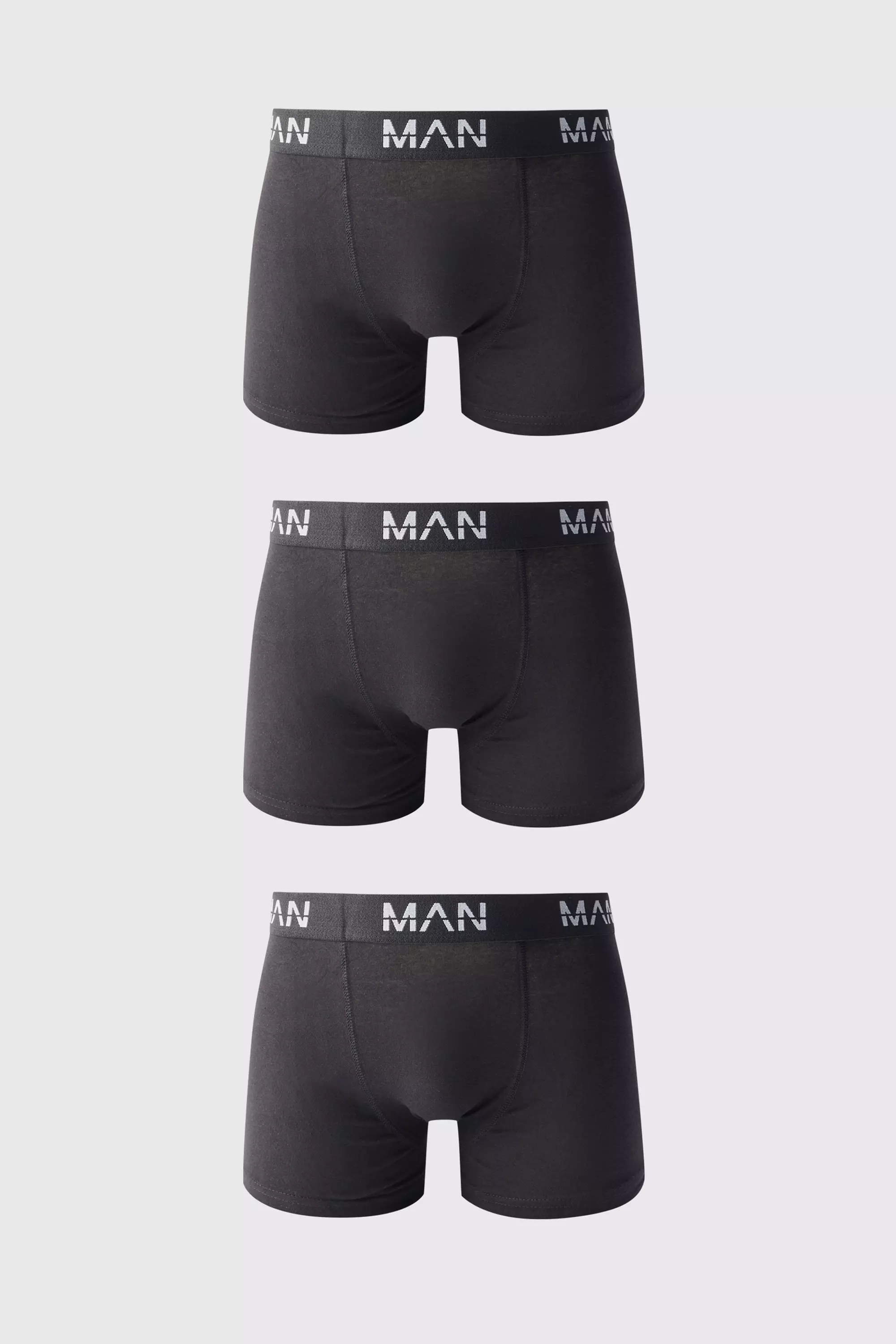 3 Pack Man Dash Mid Length Trunks Black