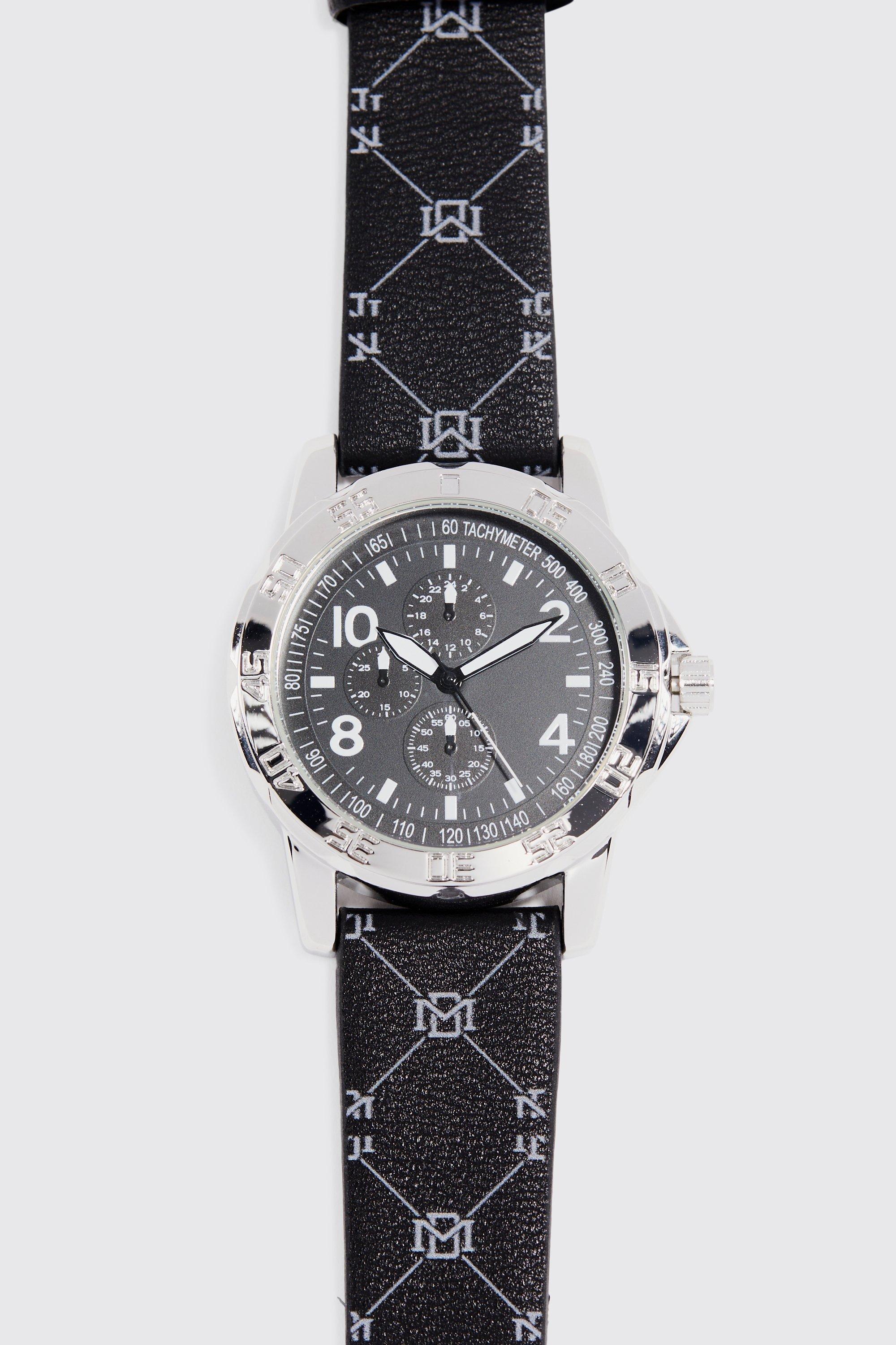 Watch With Faux Leather Print Strap