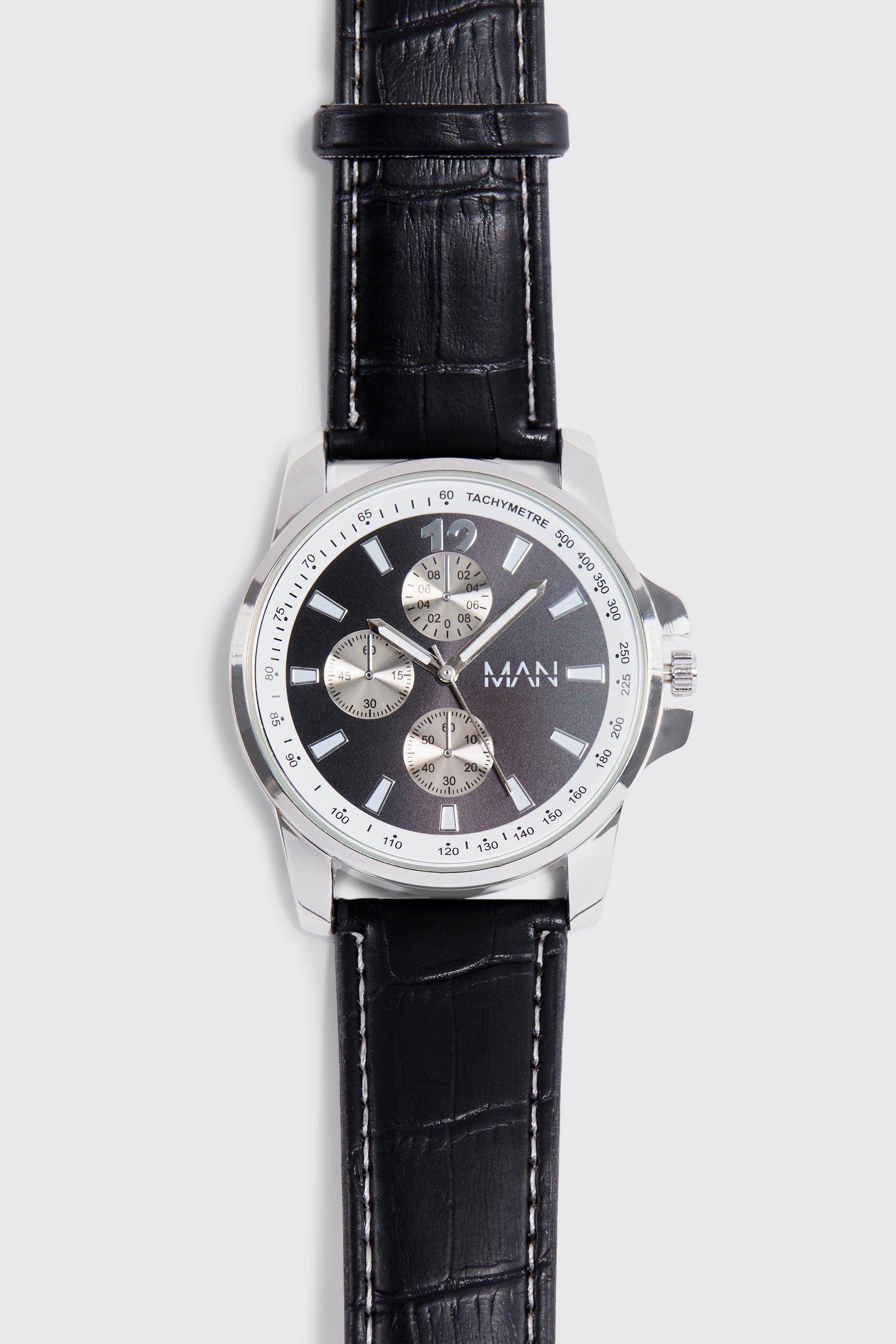 Original Man Faux Leather Strap Watch | boohooMAN USA