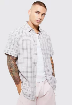 Short Sleeve Oversized Lightweight Flannel Shirt Stone
