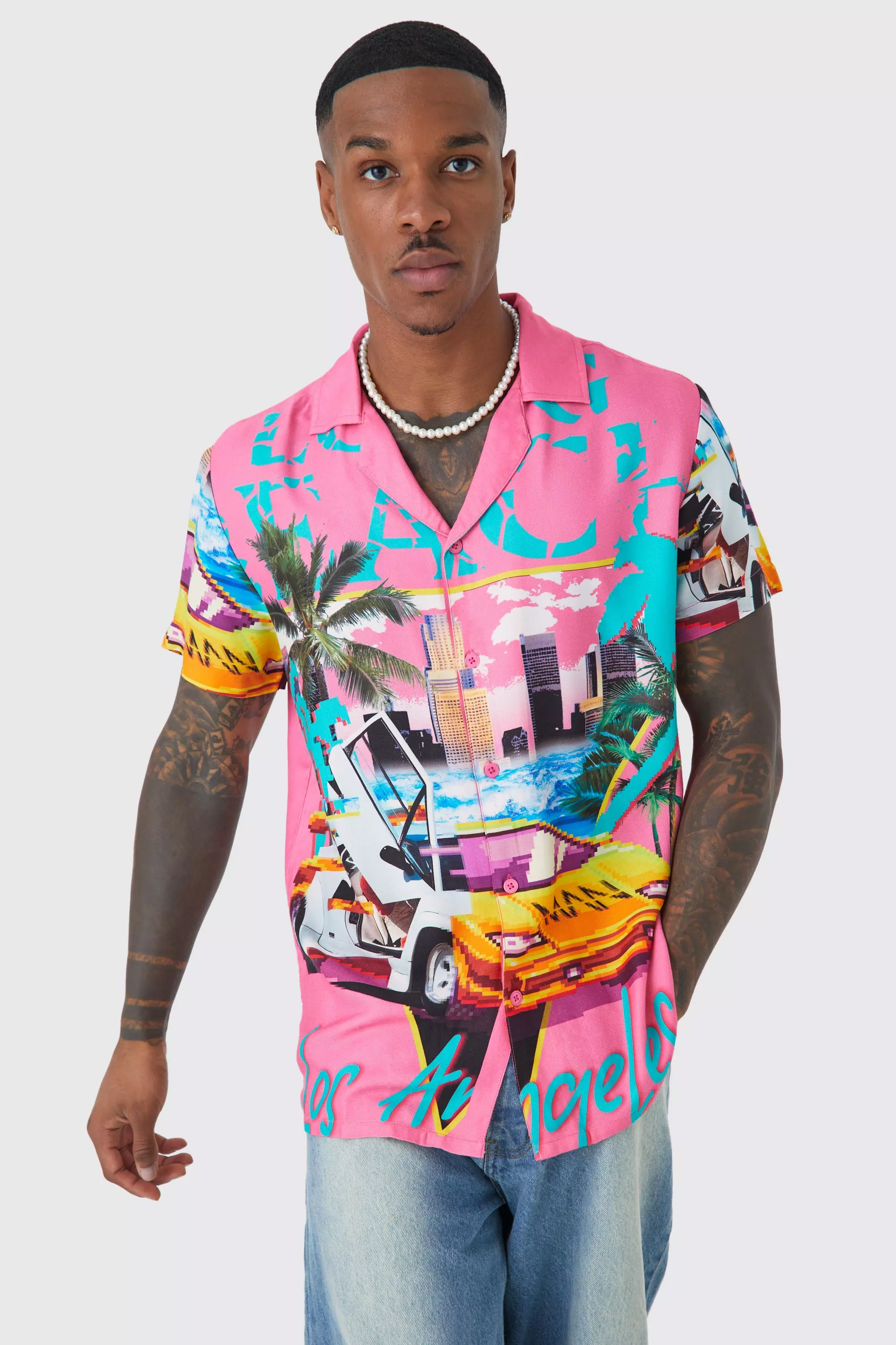 Men's Pink Short Sleeve Shirts | boohooMAN UK