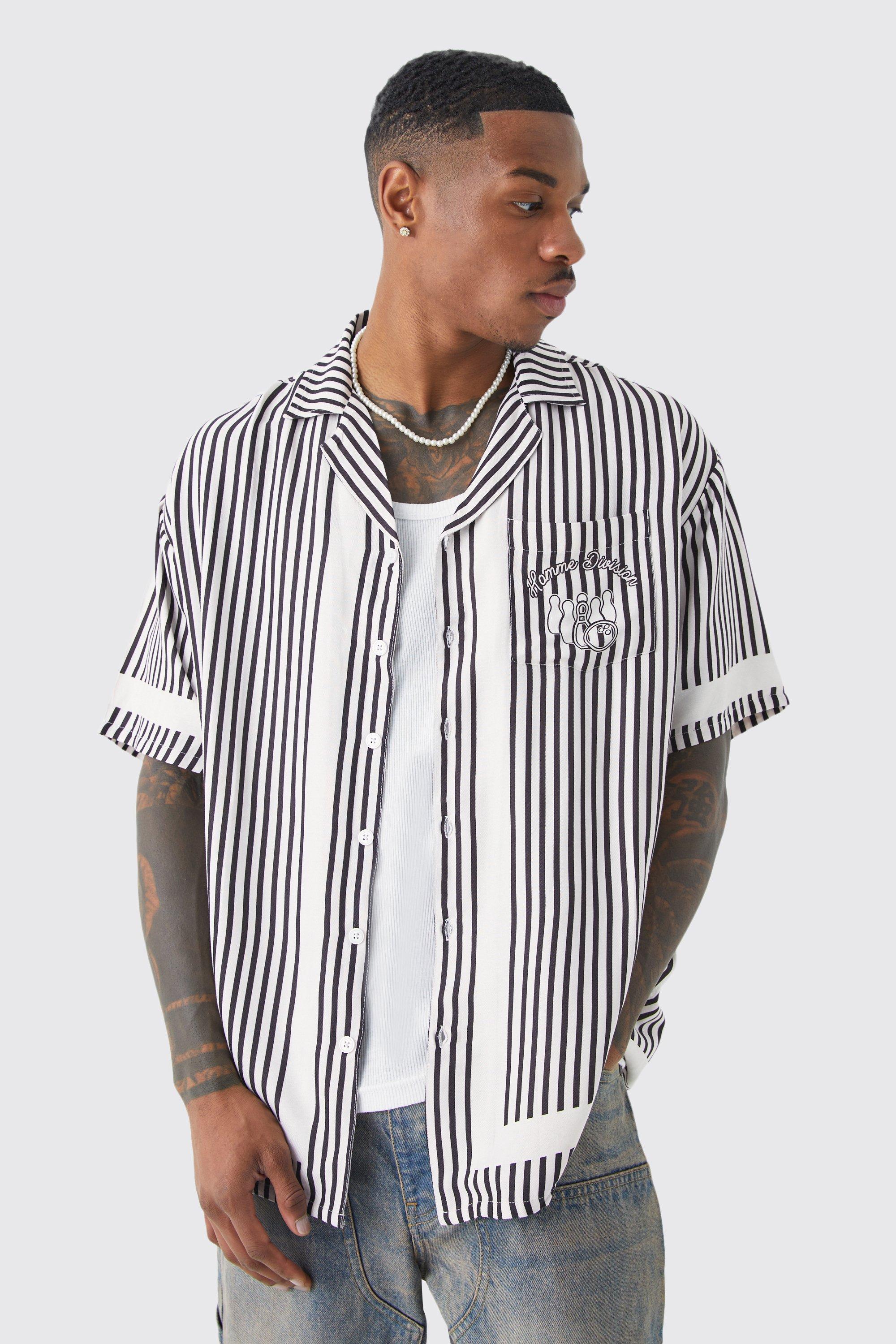 boohoo Mens Oversized Pinstripe Baseball Shirt & Short Set - Red S