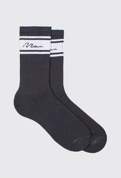 Man Signature Sports Stripe Socks Black
