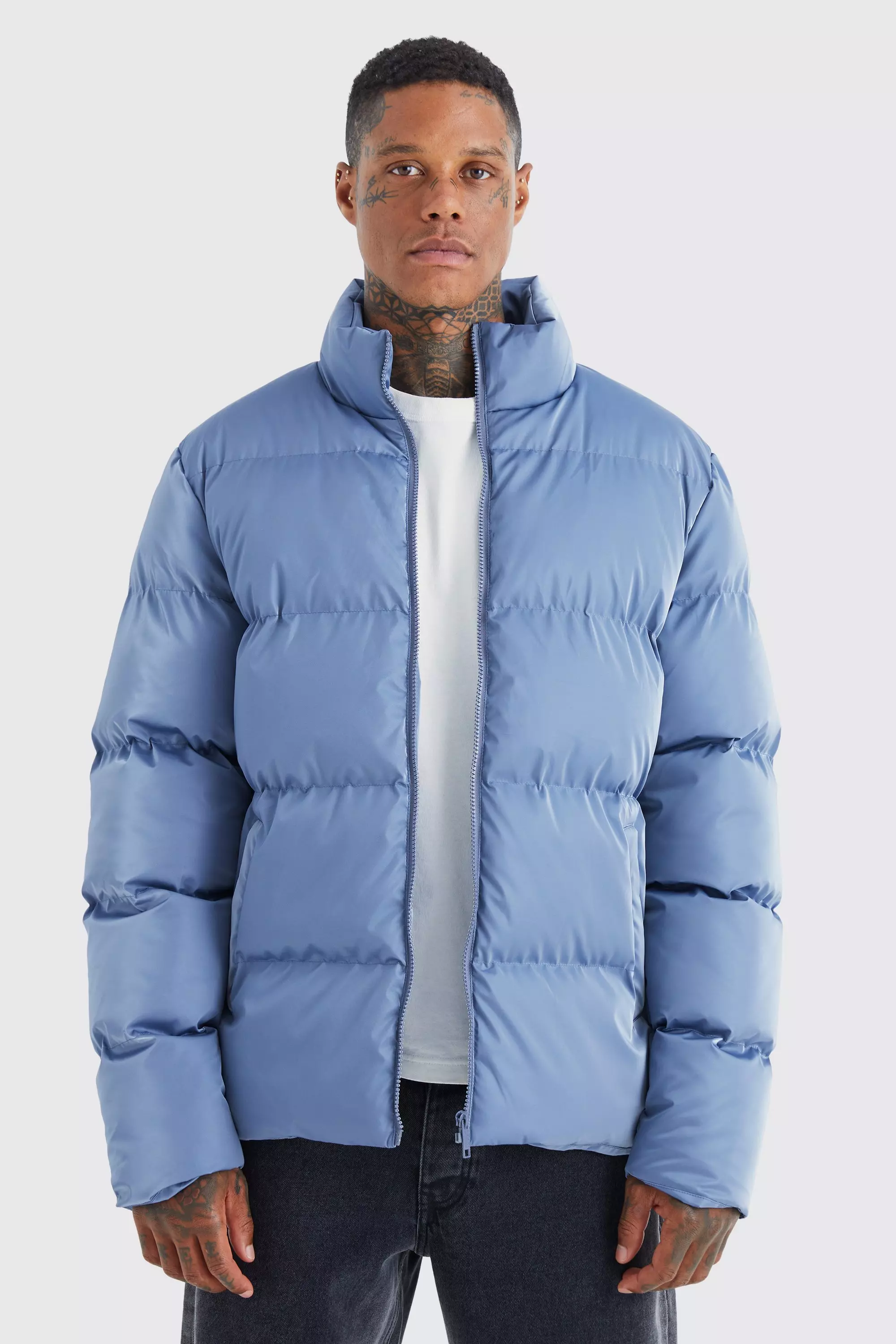 Oversized Soft Sheen Nylon Puffer Pale blue