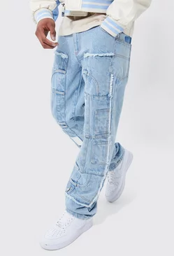 Relaxed Rigid Patchwork Jean Light blue