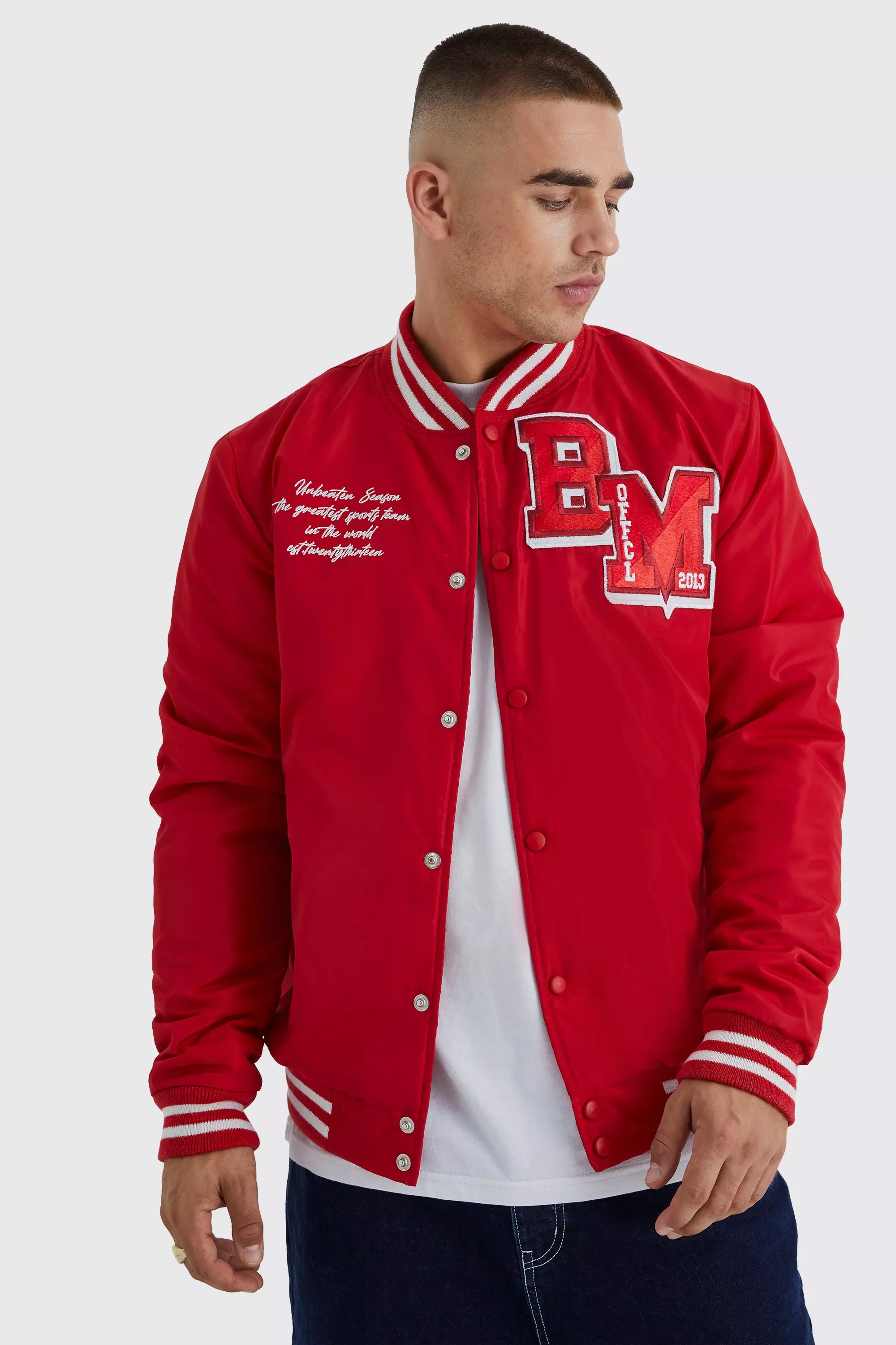 Men's Varsity Jackets Red | boohooMAN USA