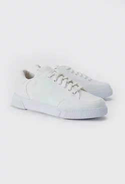 Smart Faux Leather And Suede Sneaker White