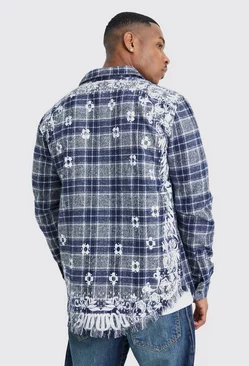 All Over Large Scale Bandana Flannel Shirt Blue