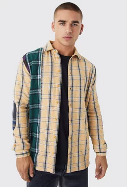Multi Spliced And Patch Flannel Shirt Multi