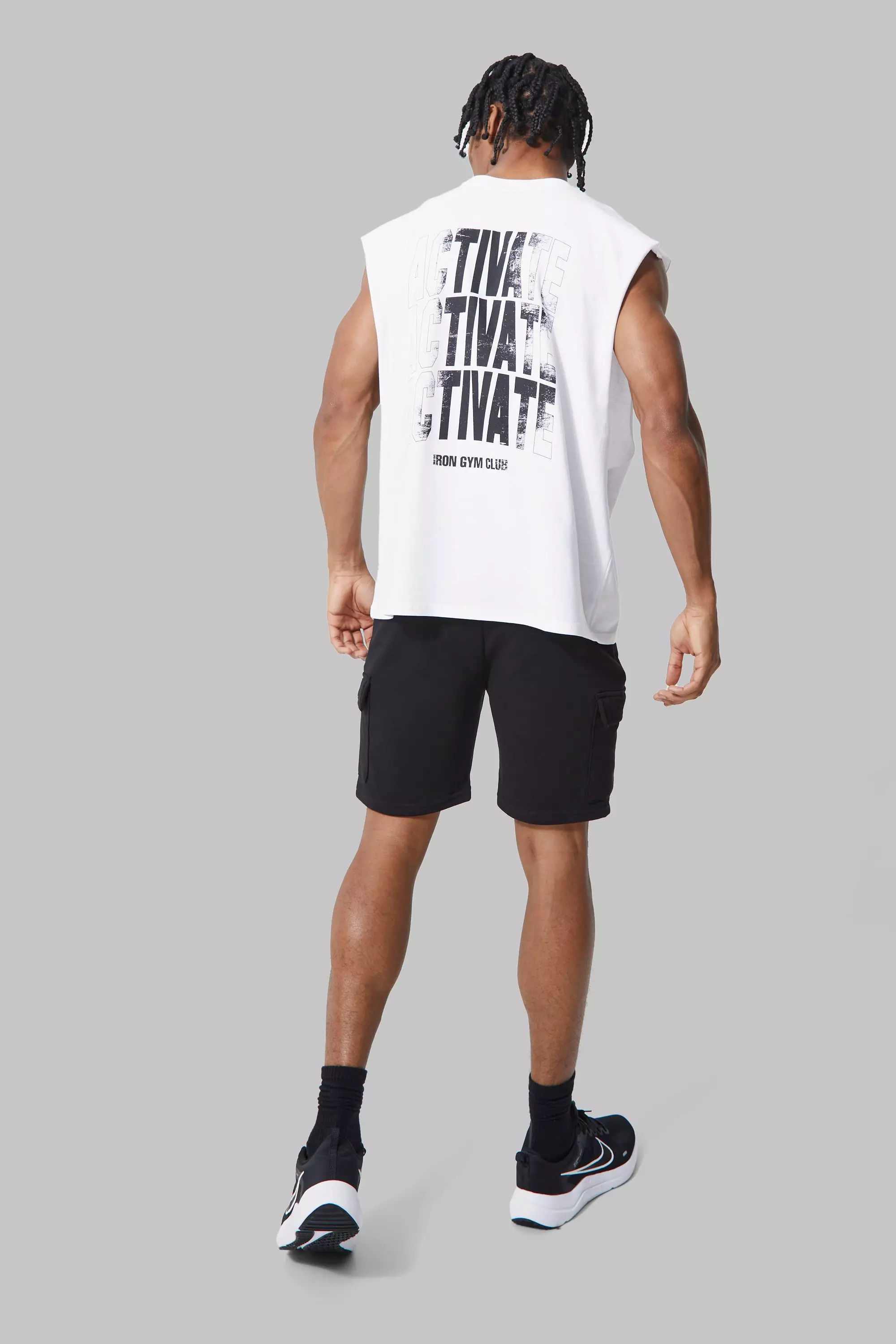 White Man Active Activate Drop Arm Tank alternative image