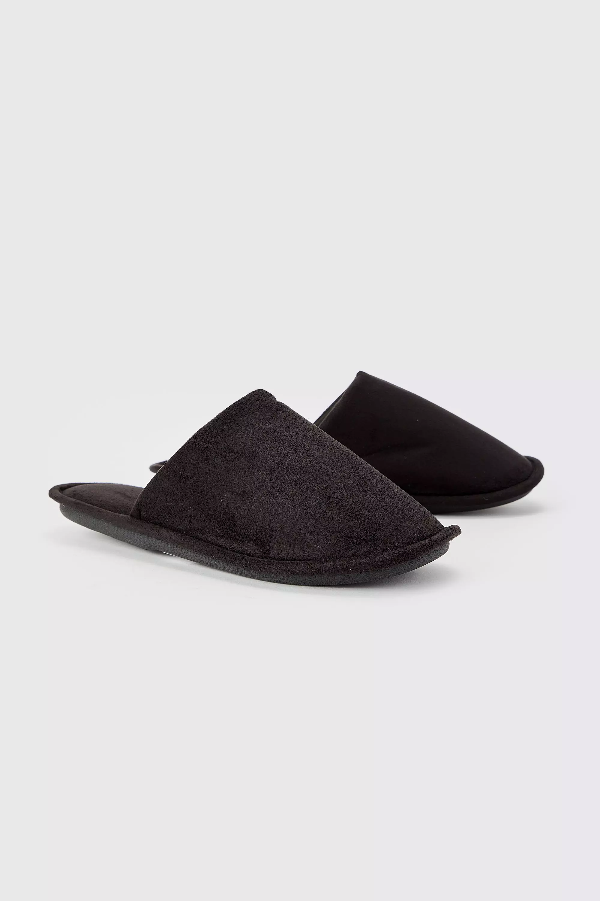 Velour Closed Toe Slipper Black