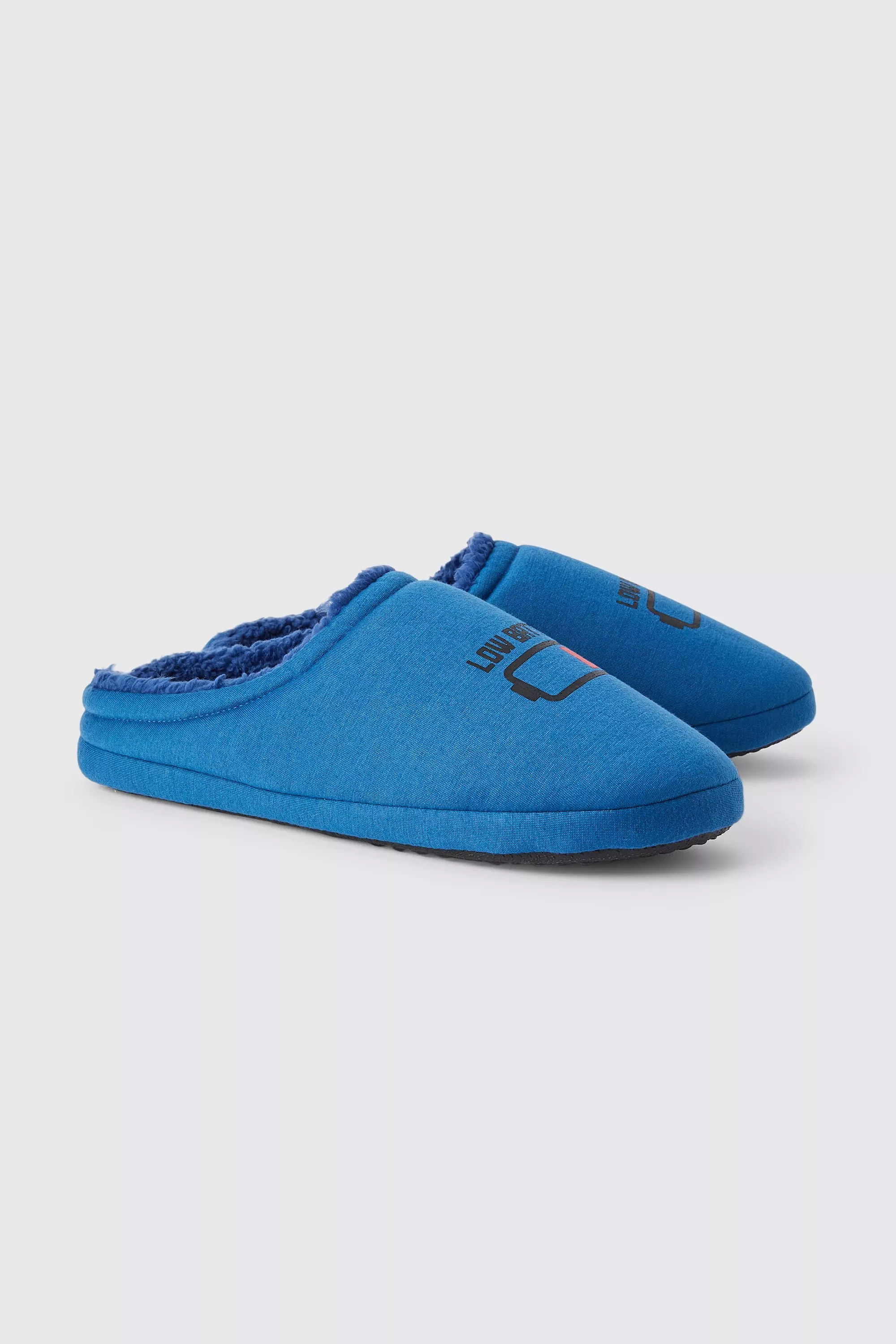 Low Battery Print Slippers Blue