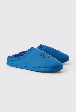 Low Battery Print Slippers Blue