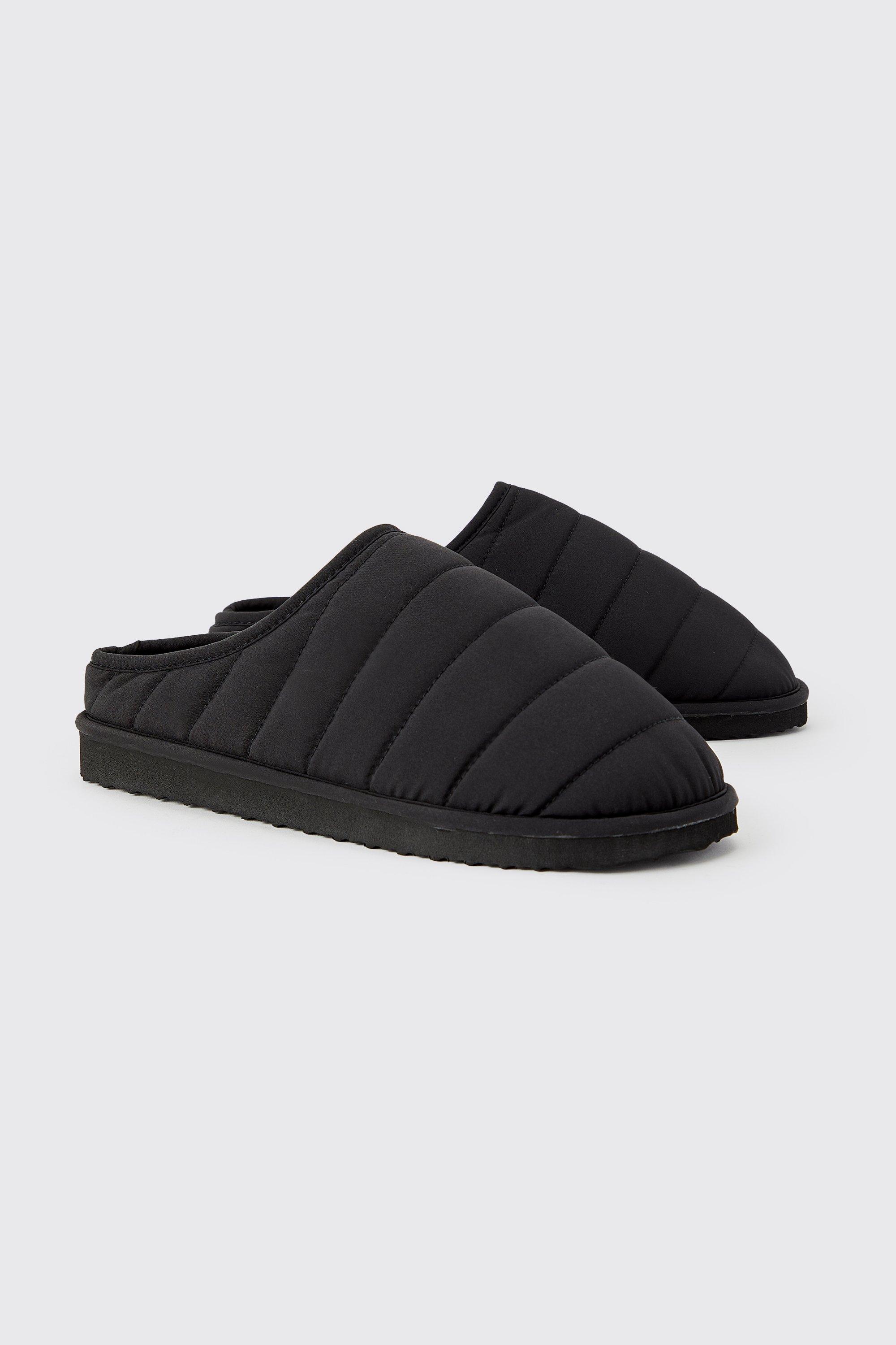 Nylon Quilted Slippers boohooMAN