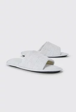 Quilted Slider Slippers Grey marl