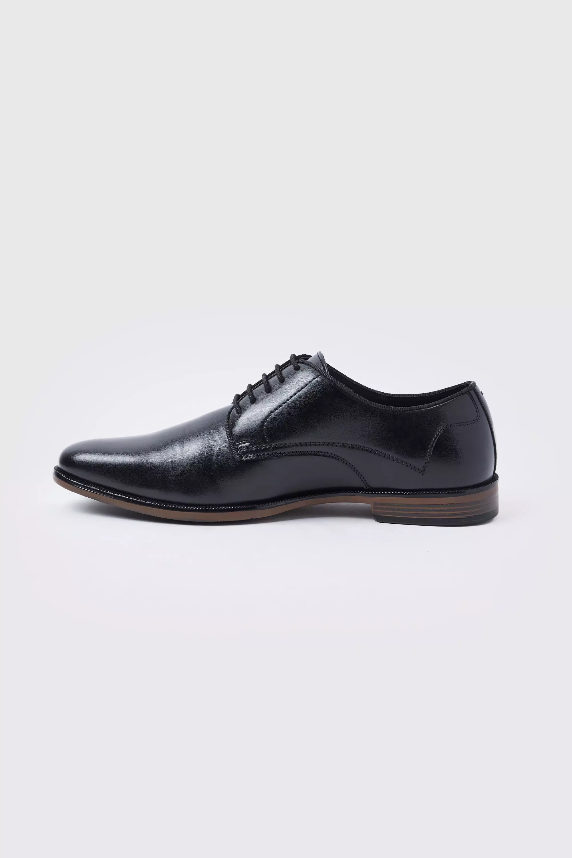 Black Faux Leather Lace Up Derby Shoes alternative image
