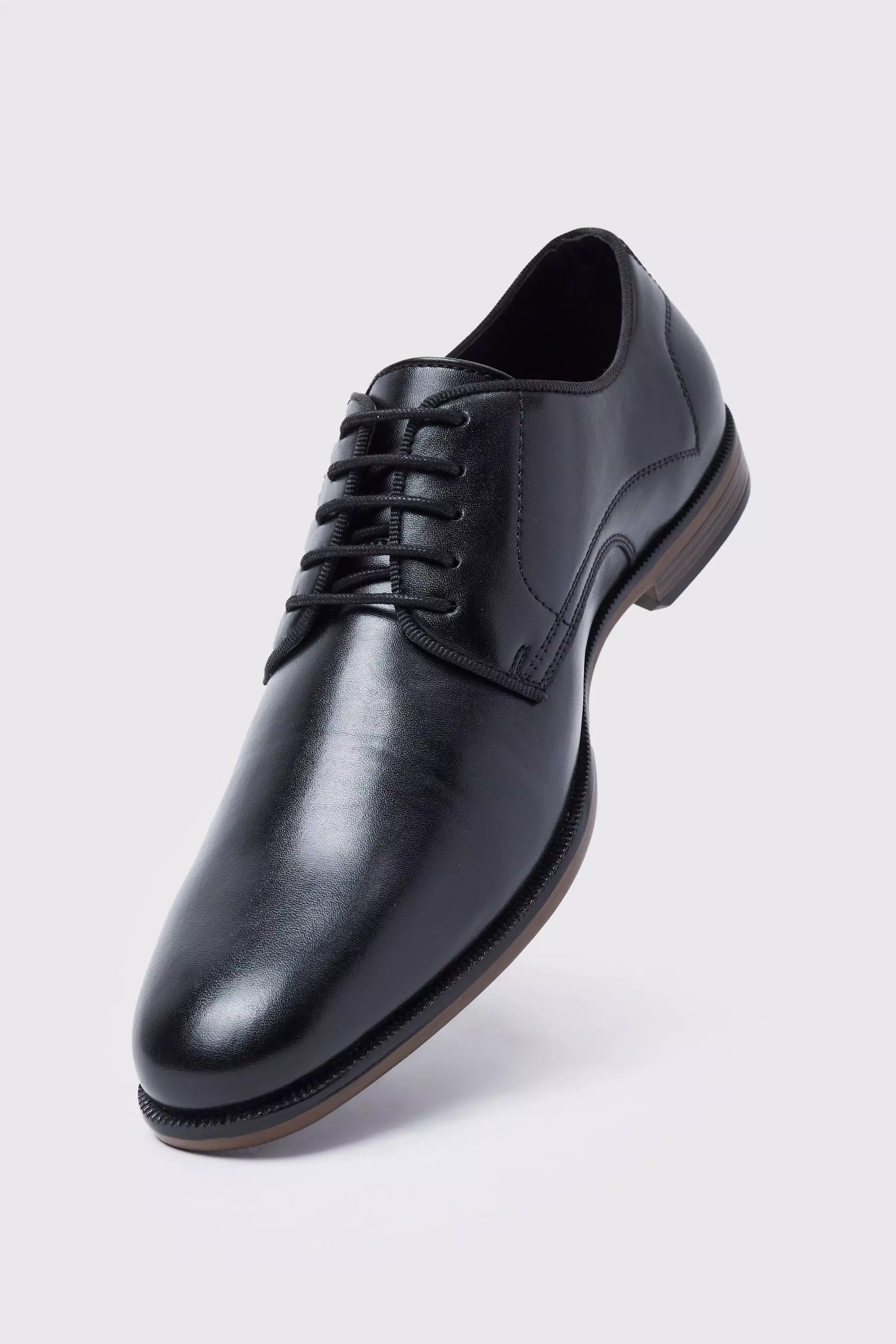 Black Faux Leather Lace Up Derby Shoes alternative image