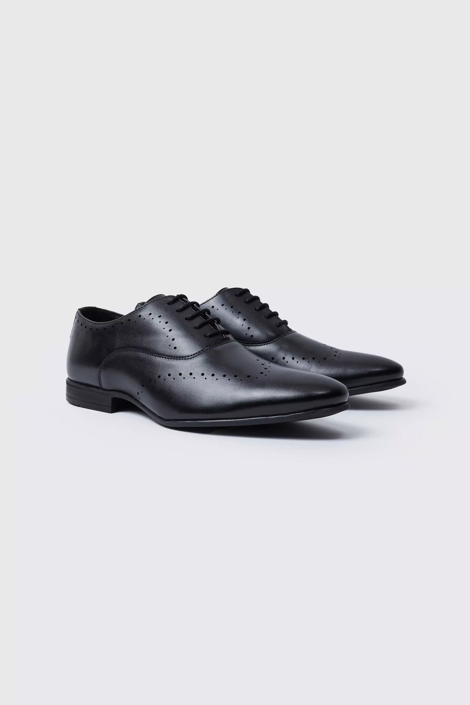 Black Perforated Detail Smart Derby Shoes alternative image