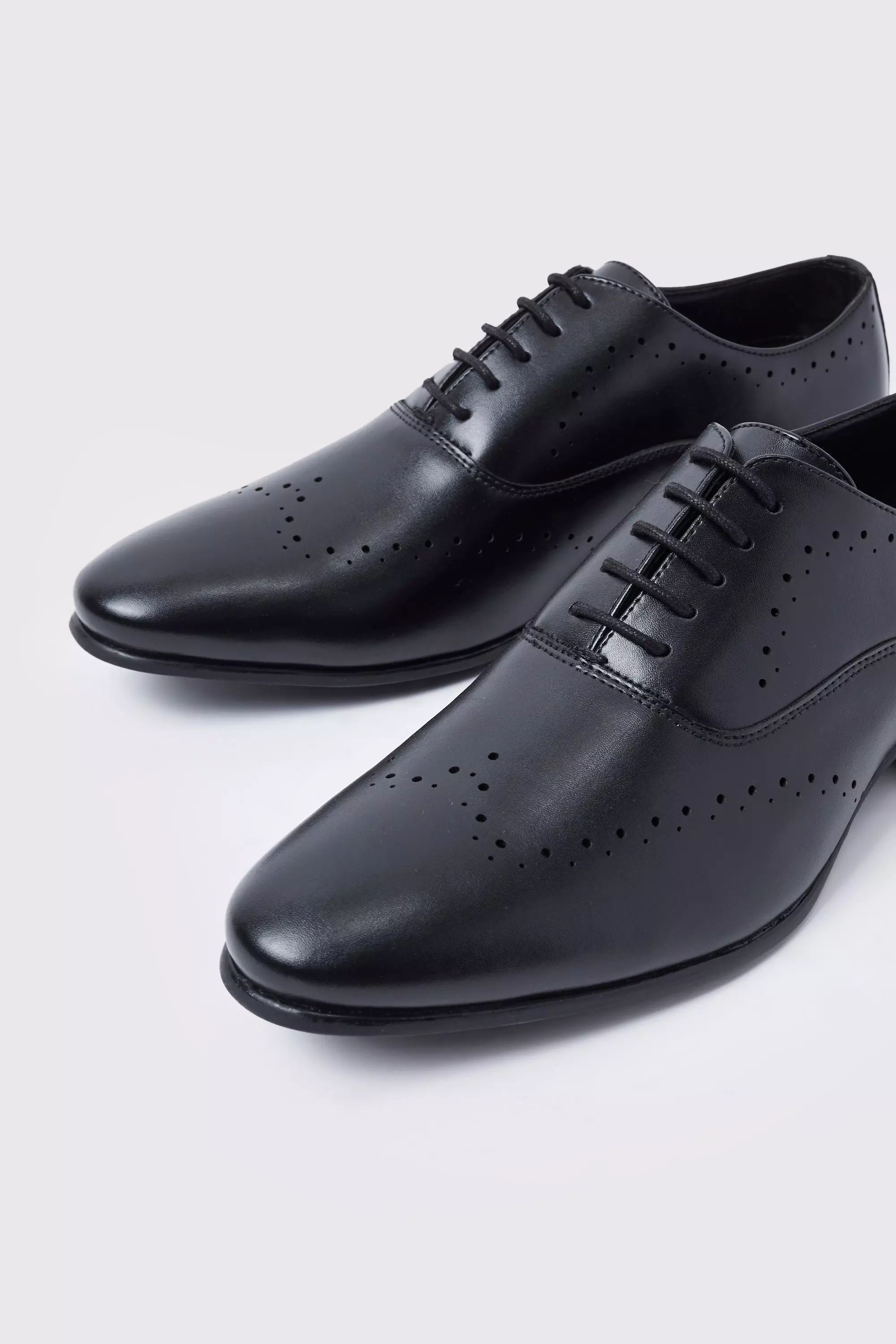 Black Perforated Detail Smart Derby Shoes alternative image
