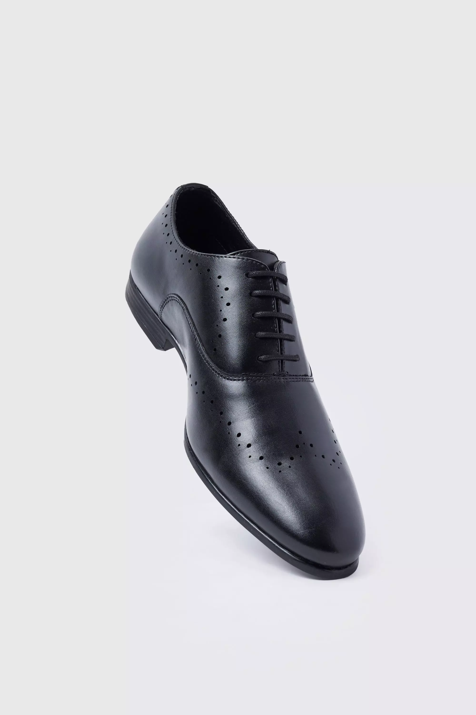 Black Perforated Detail Smart Derby Shoes alternative image