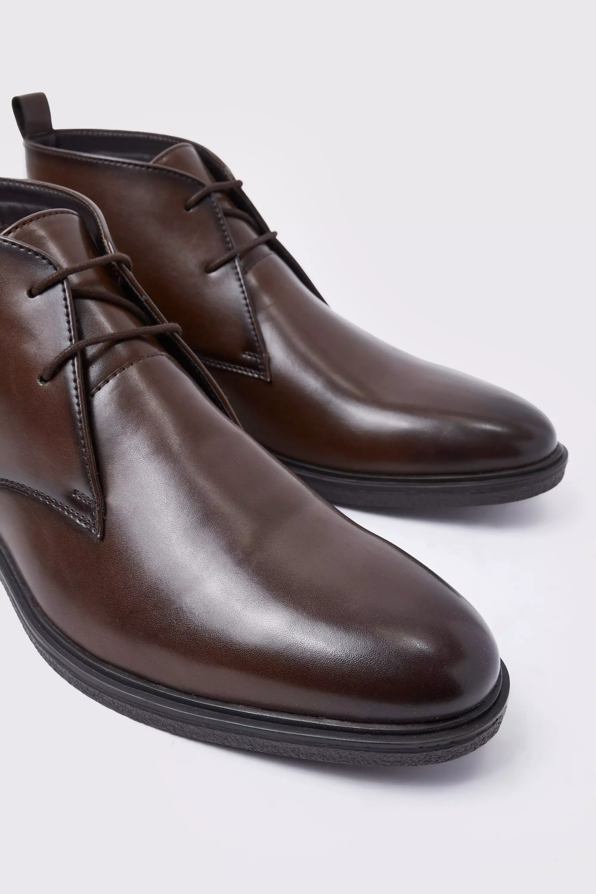 Brown Faux Leather Chukka Boots alternative image