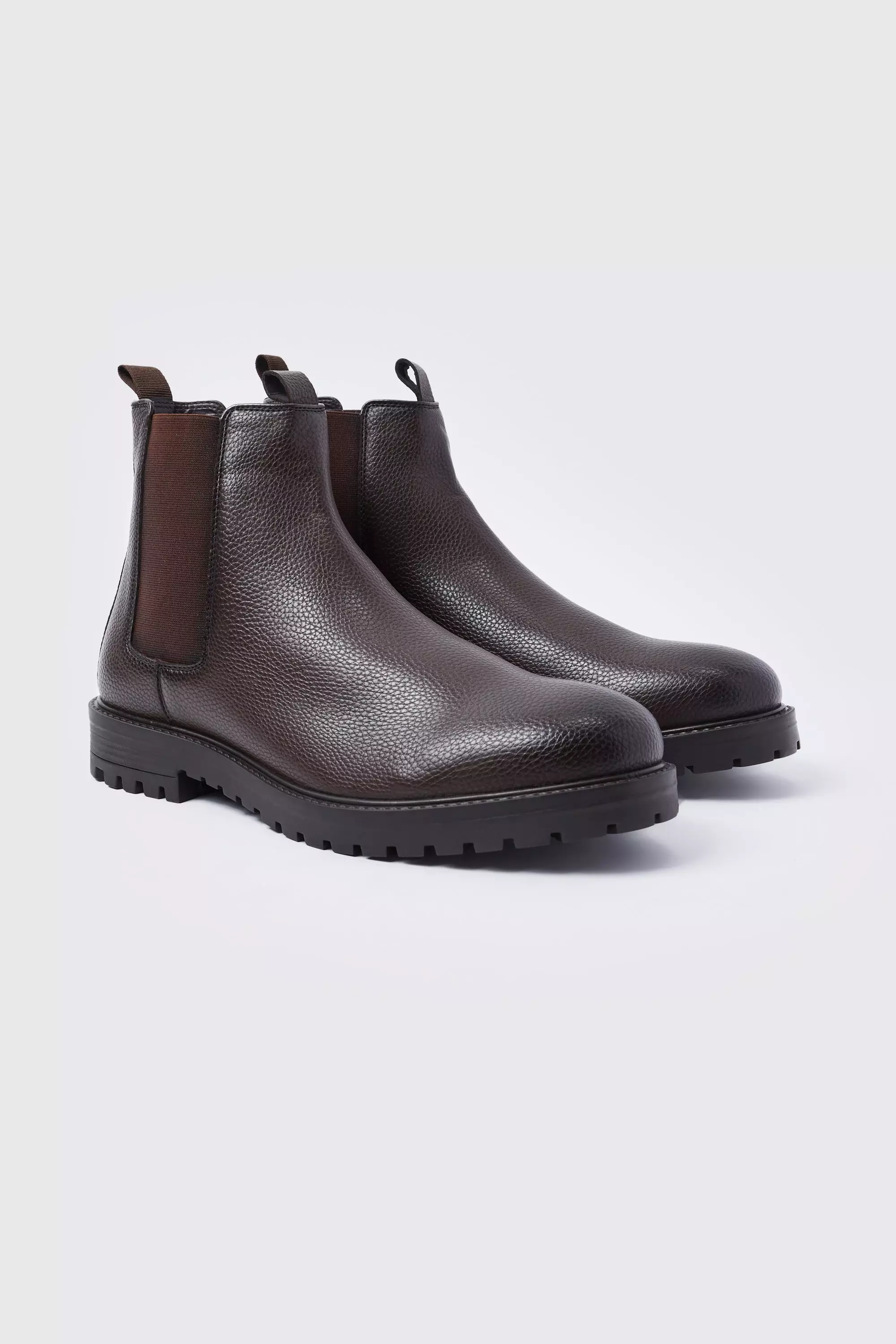Faux Leather Chelsea Boots Brown