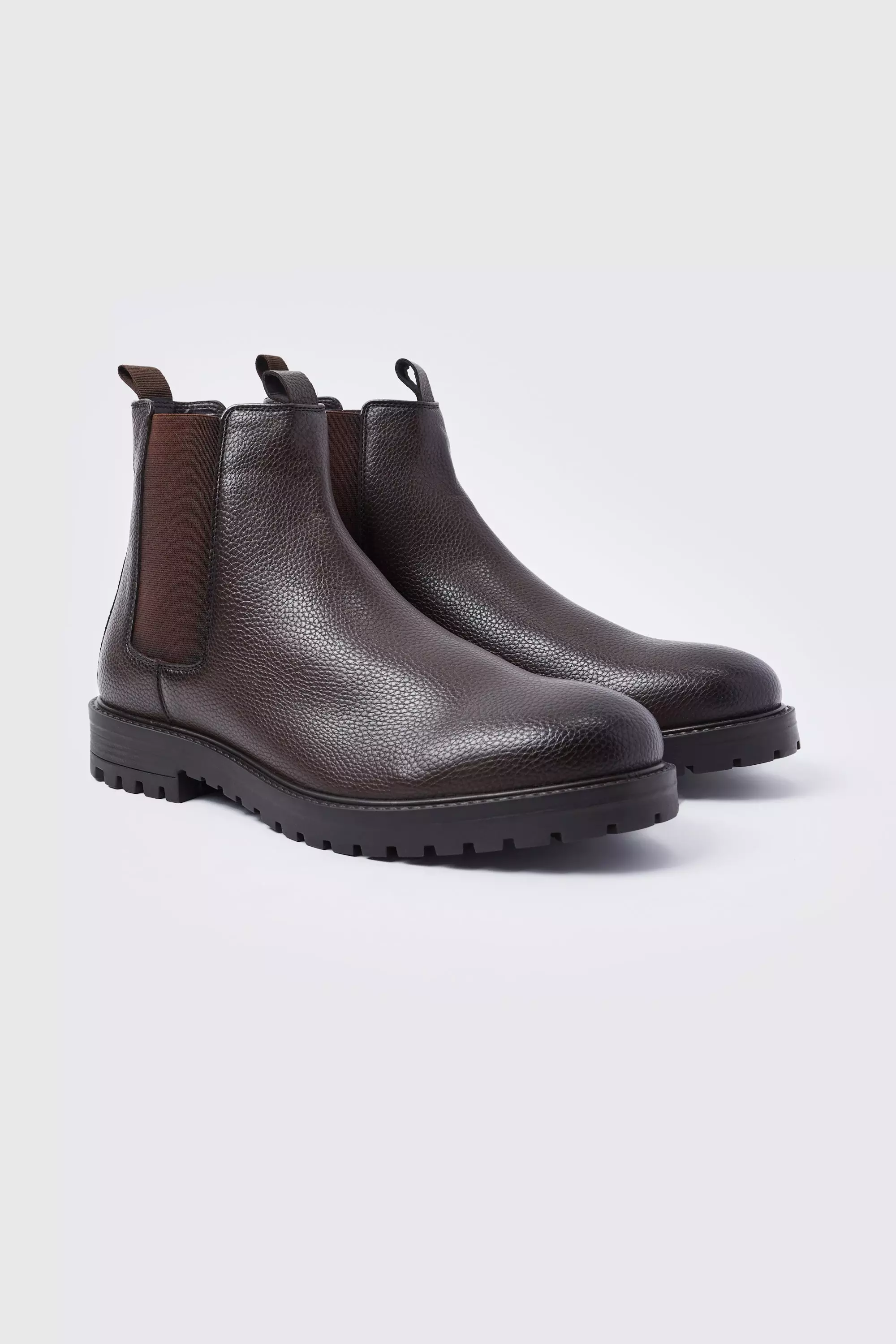 Faux Leather Chelsea Boots boohooMAN