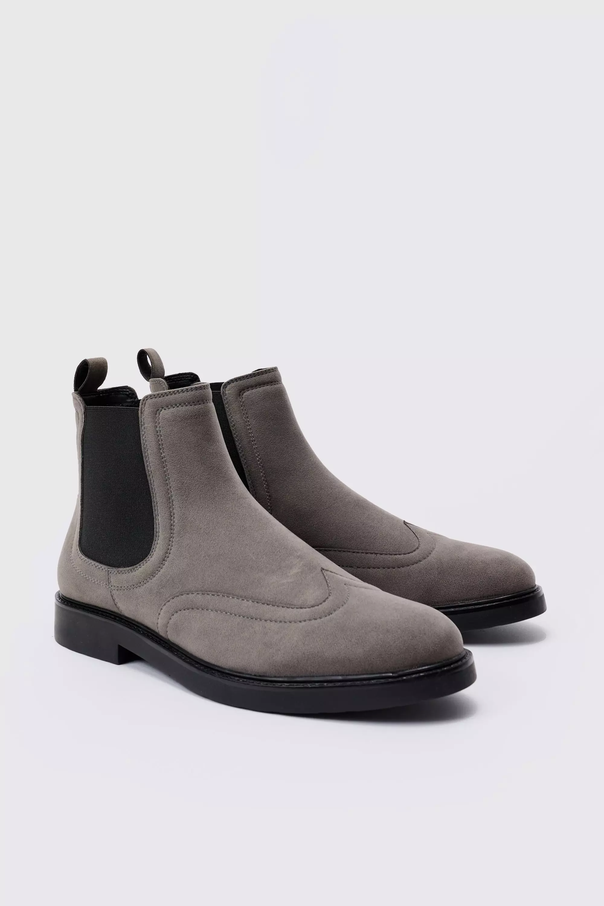 Faux Suede Chelsea Boots Grey