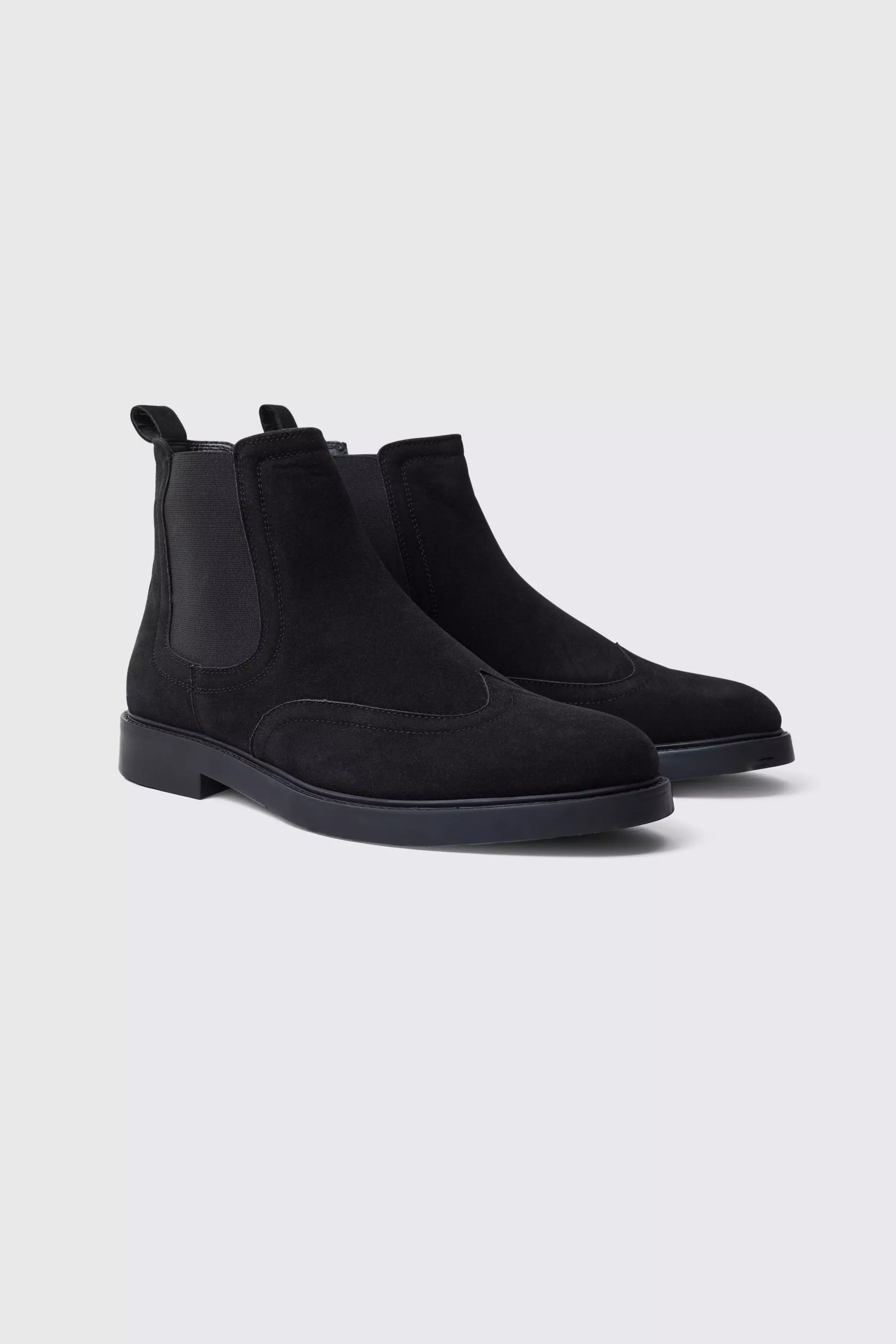 Faux Suede Chelsea Boots Black