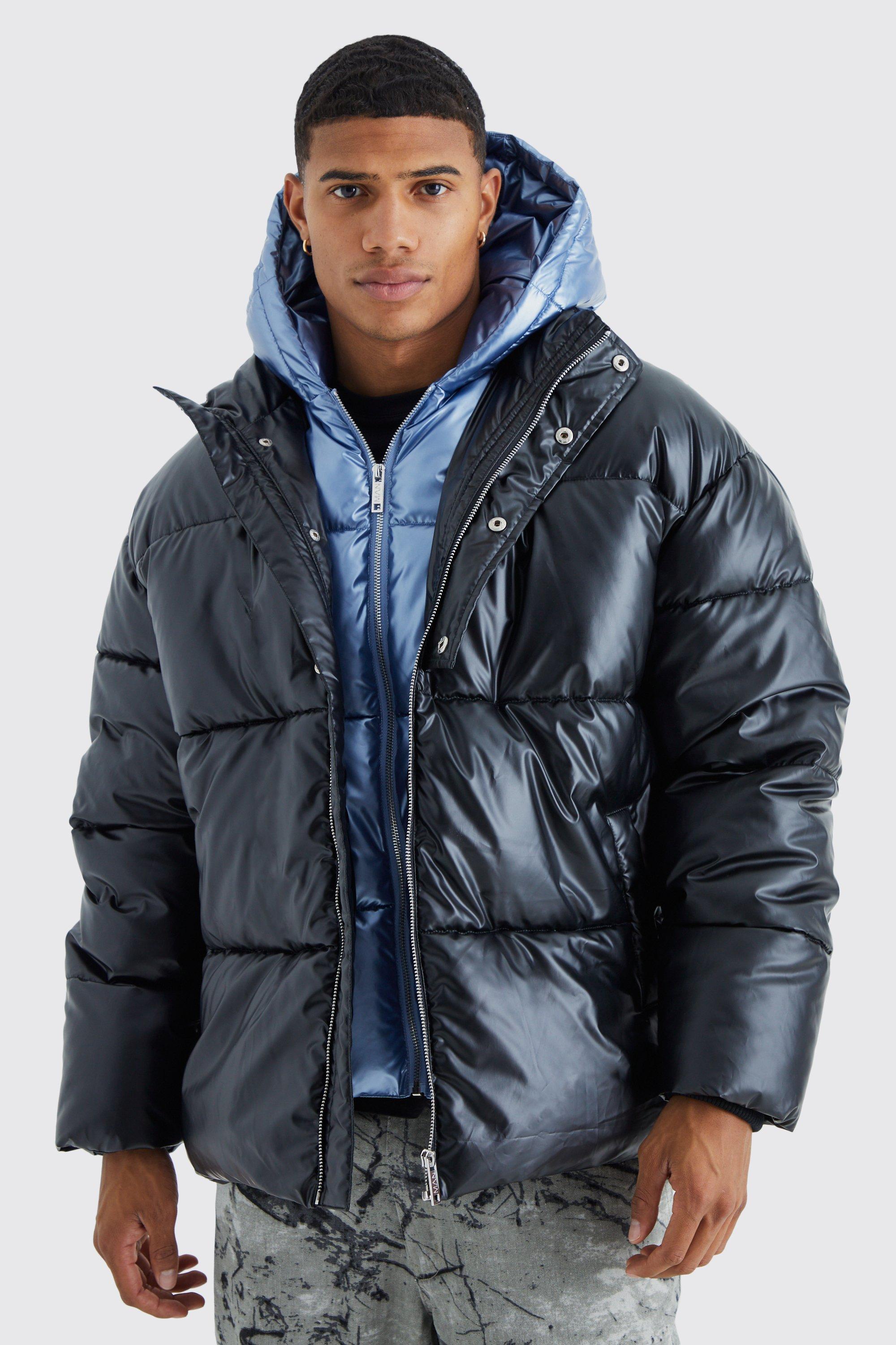 Metallic puffer jacket mens sale