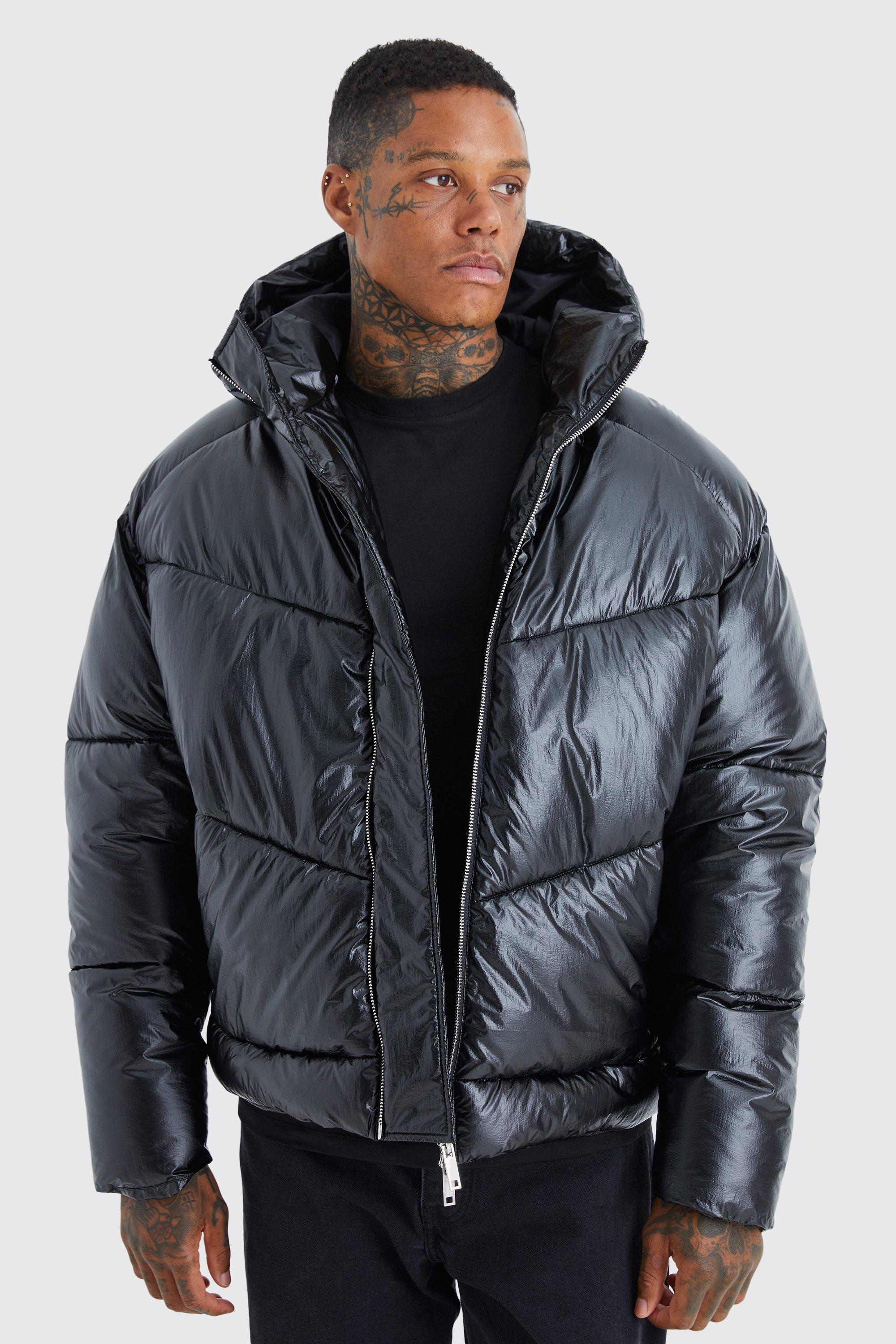 High Shine Hooded Puffer Jacket