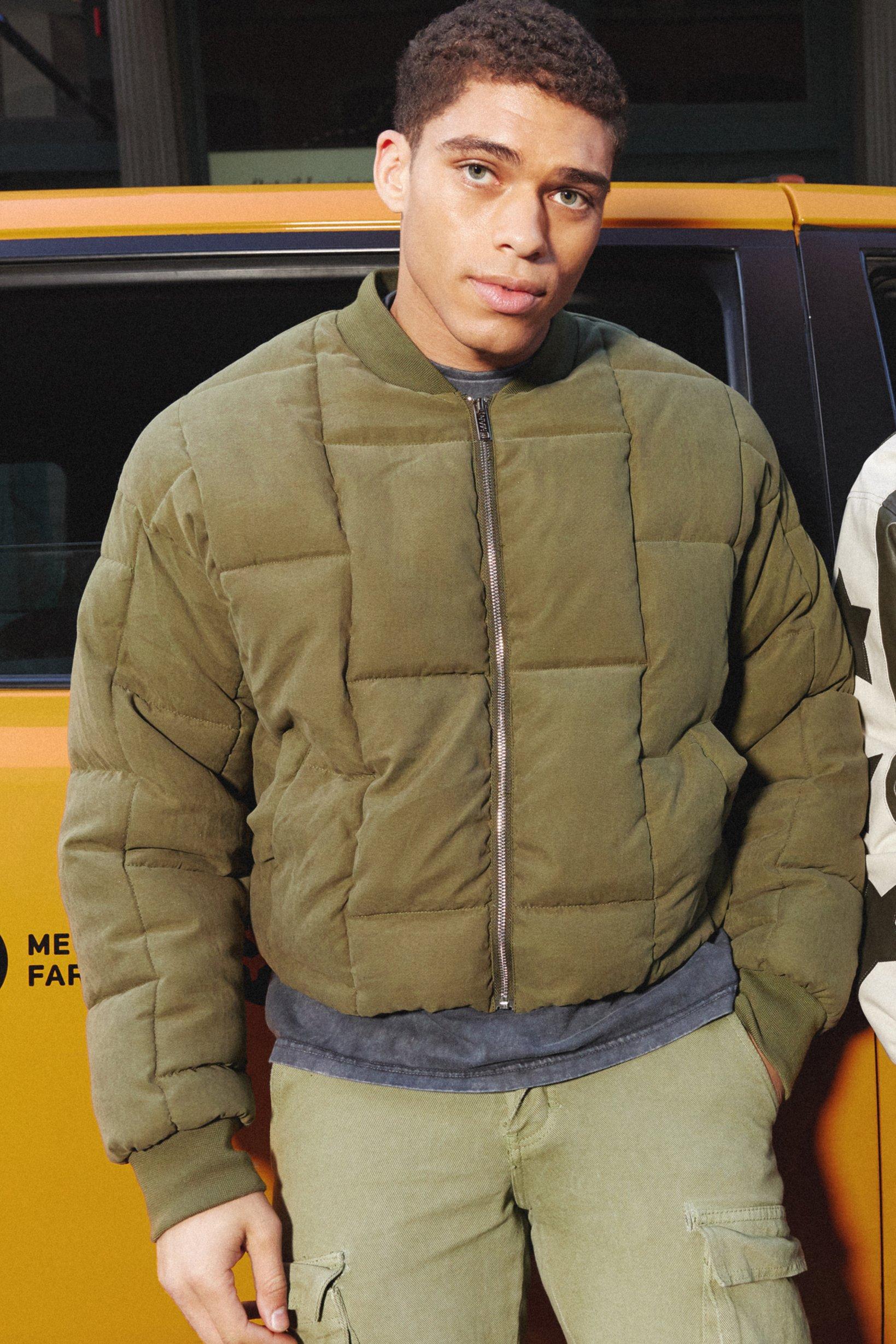 Quilted Borg Jacket - Khaki