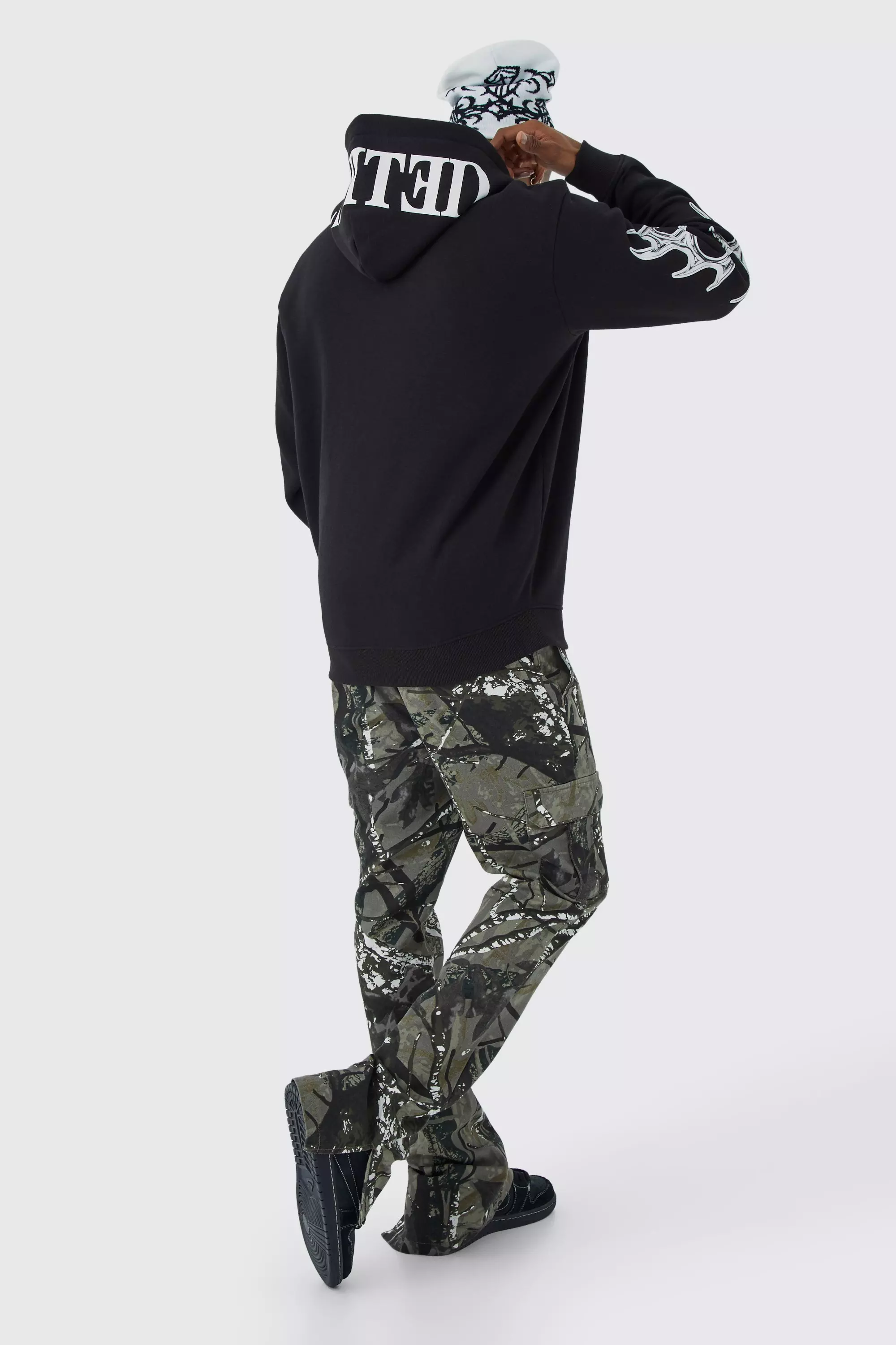 Oversized Zip Through Limited Graphic Hoodie | boohooMAN USA