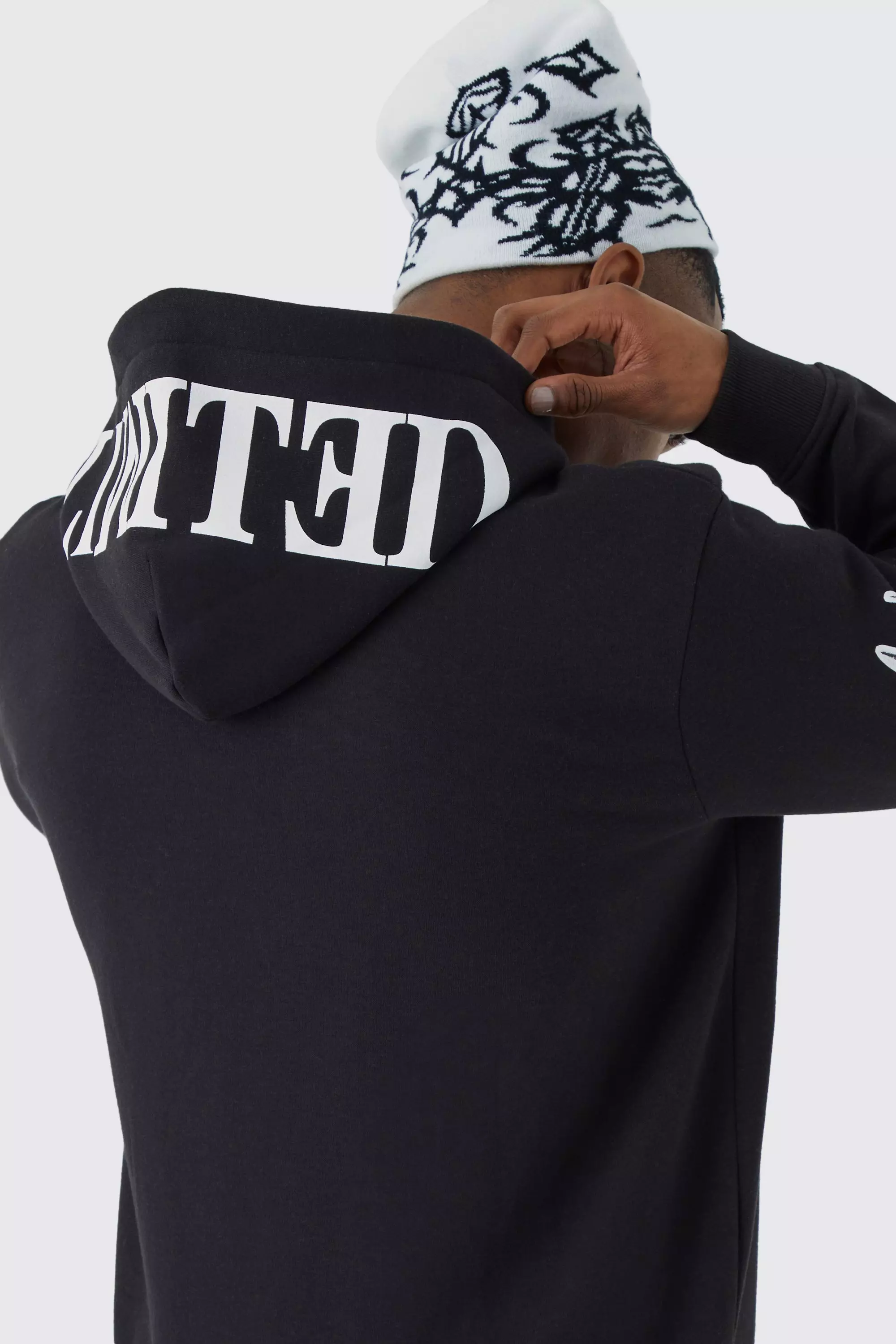 Oversized Zip Through Limited Graphic Hoodie | boohooMAN USA