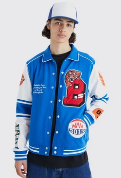 Blue Jersey Harrington Varsity Jacket