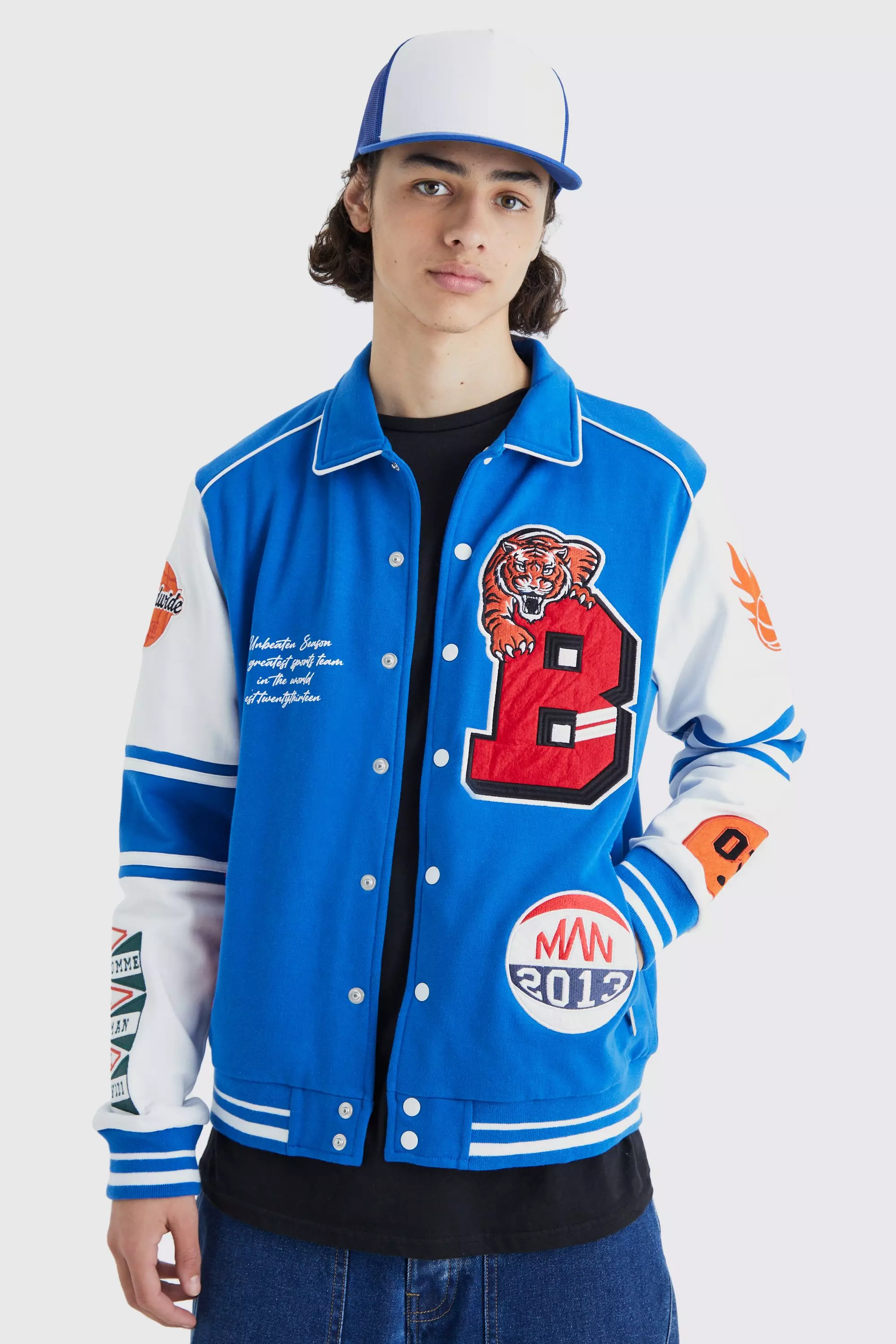 Jersey Harrington Varsity Jacket Blue