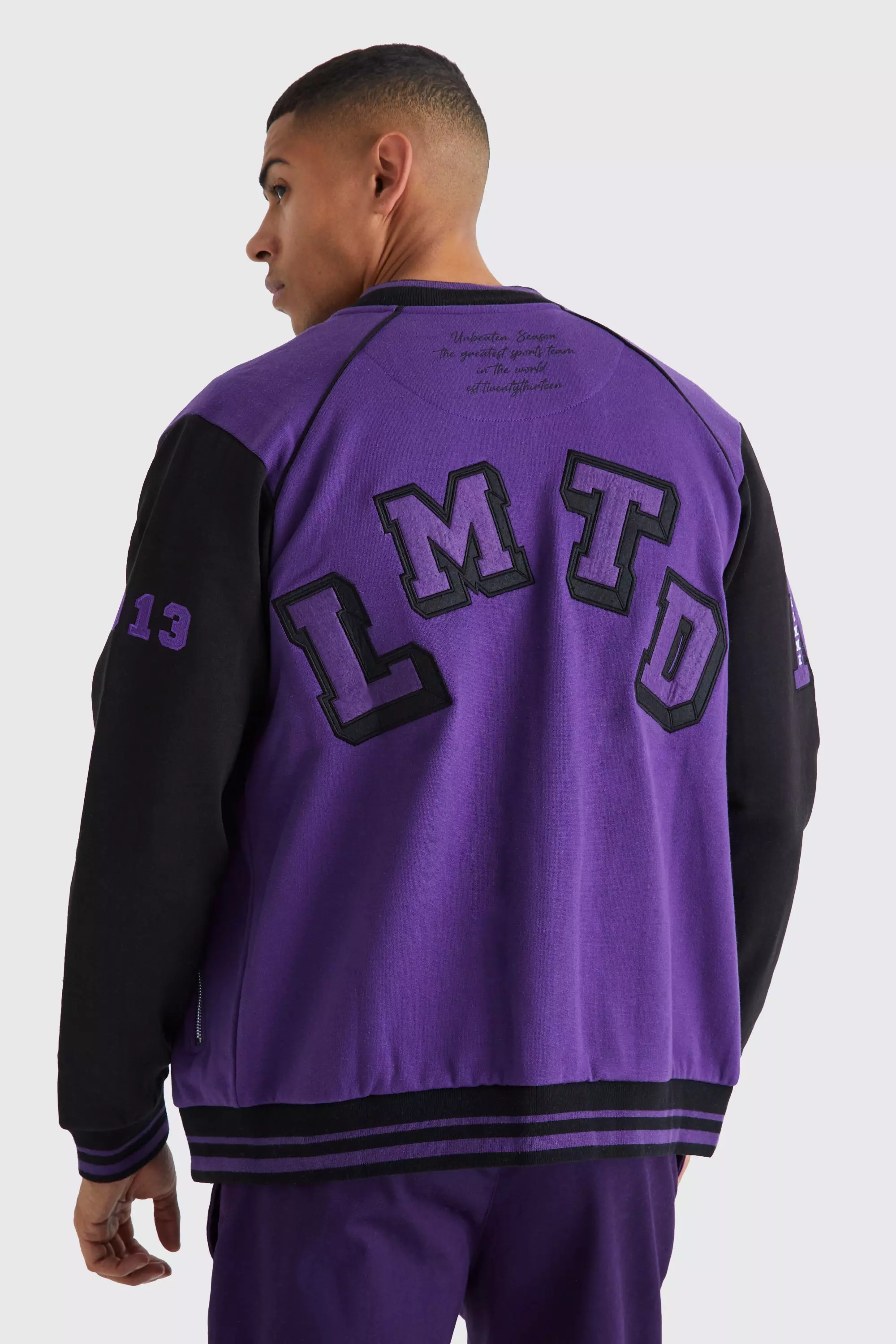 Jersey Varsity Bomber Jacket Purple