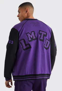 Purple Jersey Varsity Bomber Jacket
