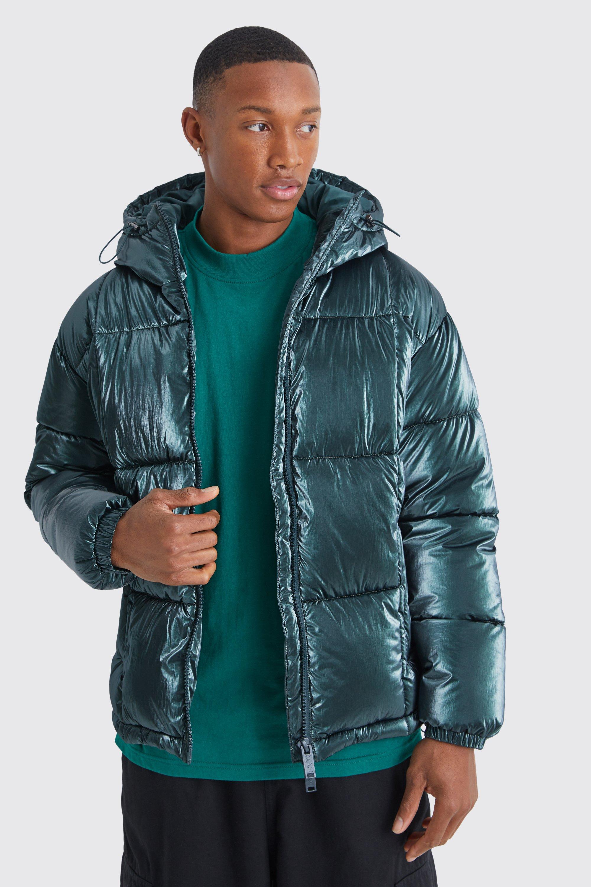 Shiny green cheap puffer jacket