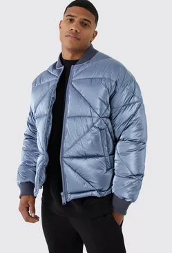 Metallic Quilted Puffer Bomber Sage