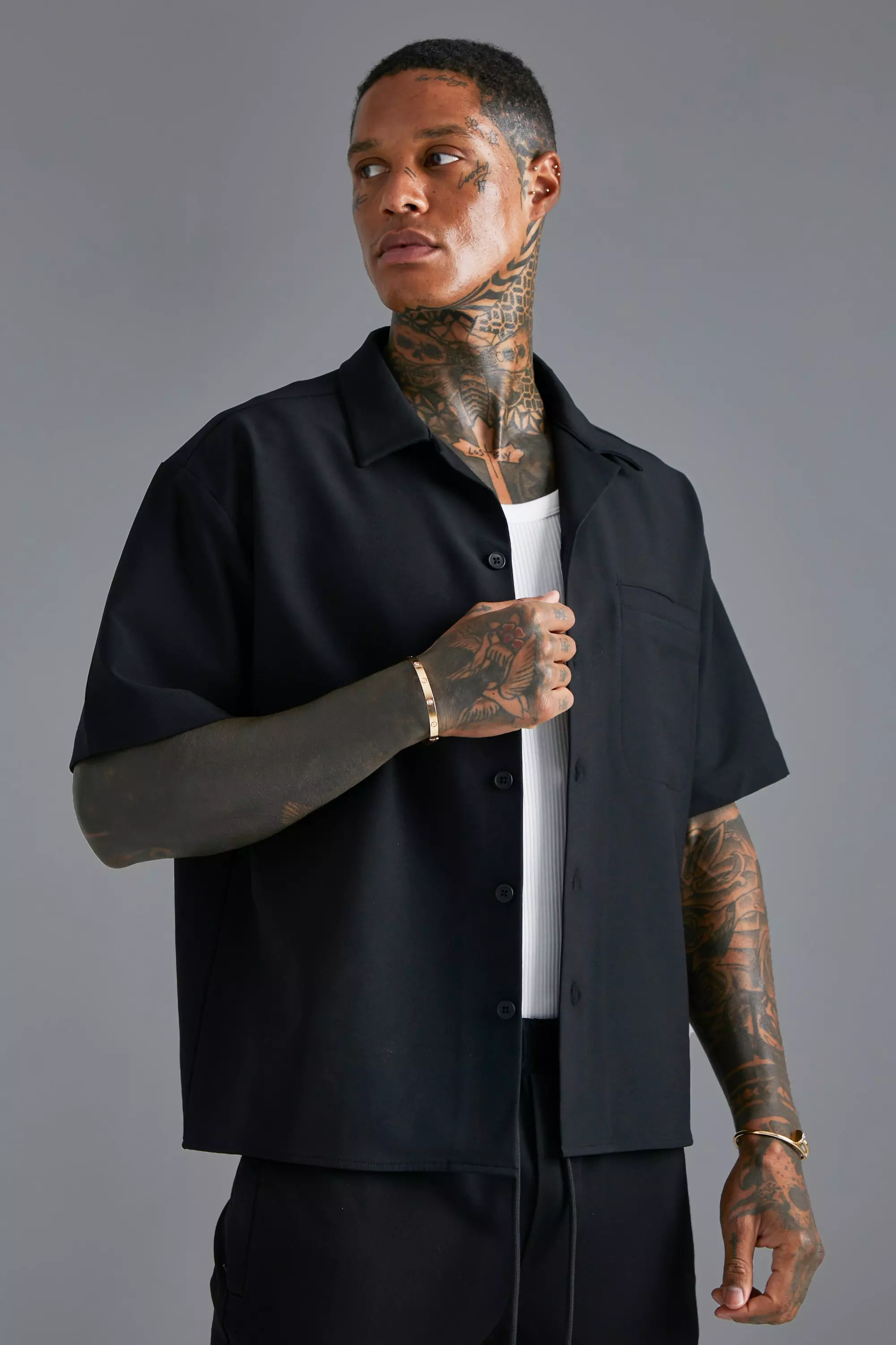 Technical Stretch Boxy Shirt Black